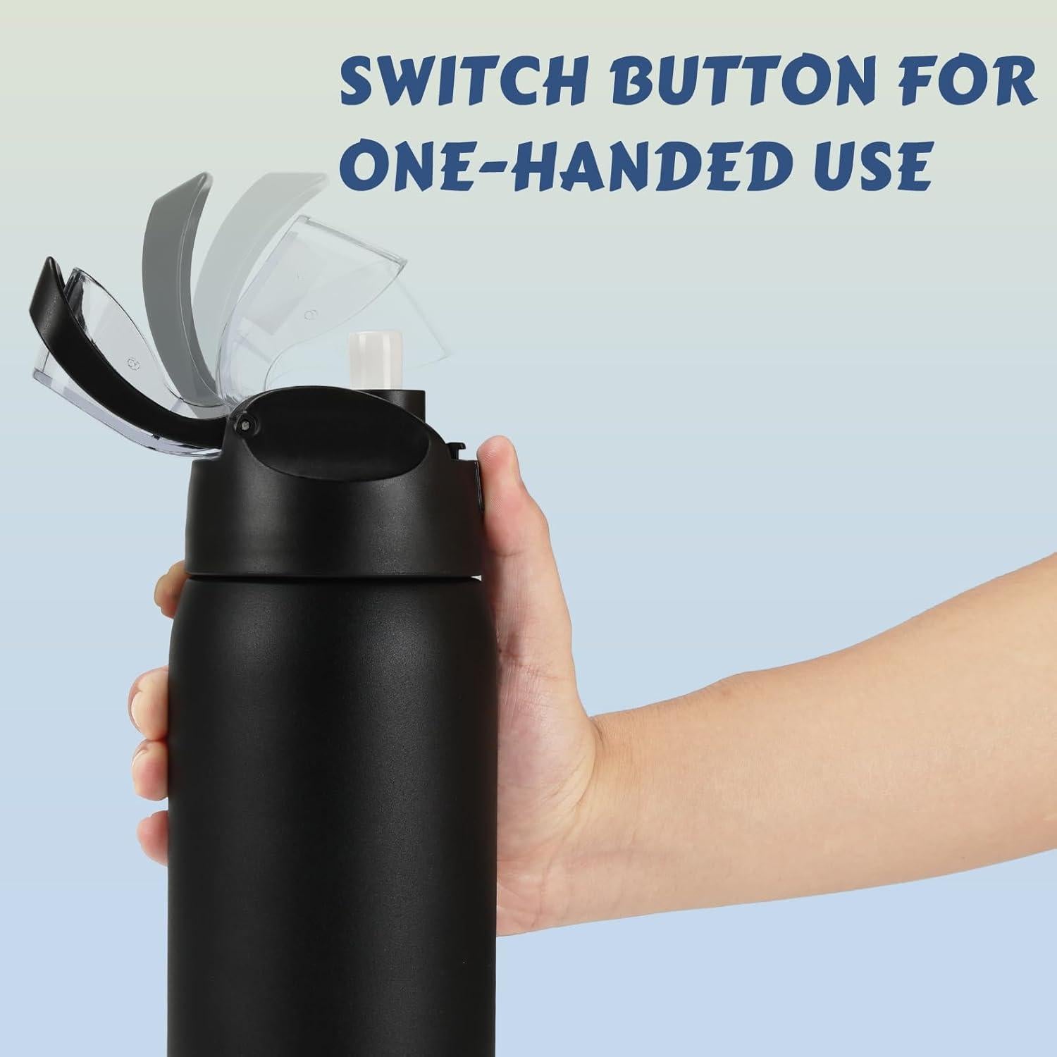 Botella de Agua Aislada MEBRUDY 0.91L Acero Inoxidable Negro