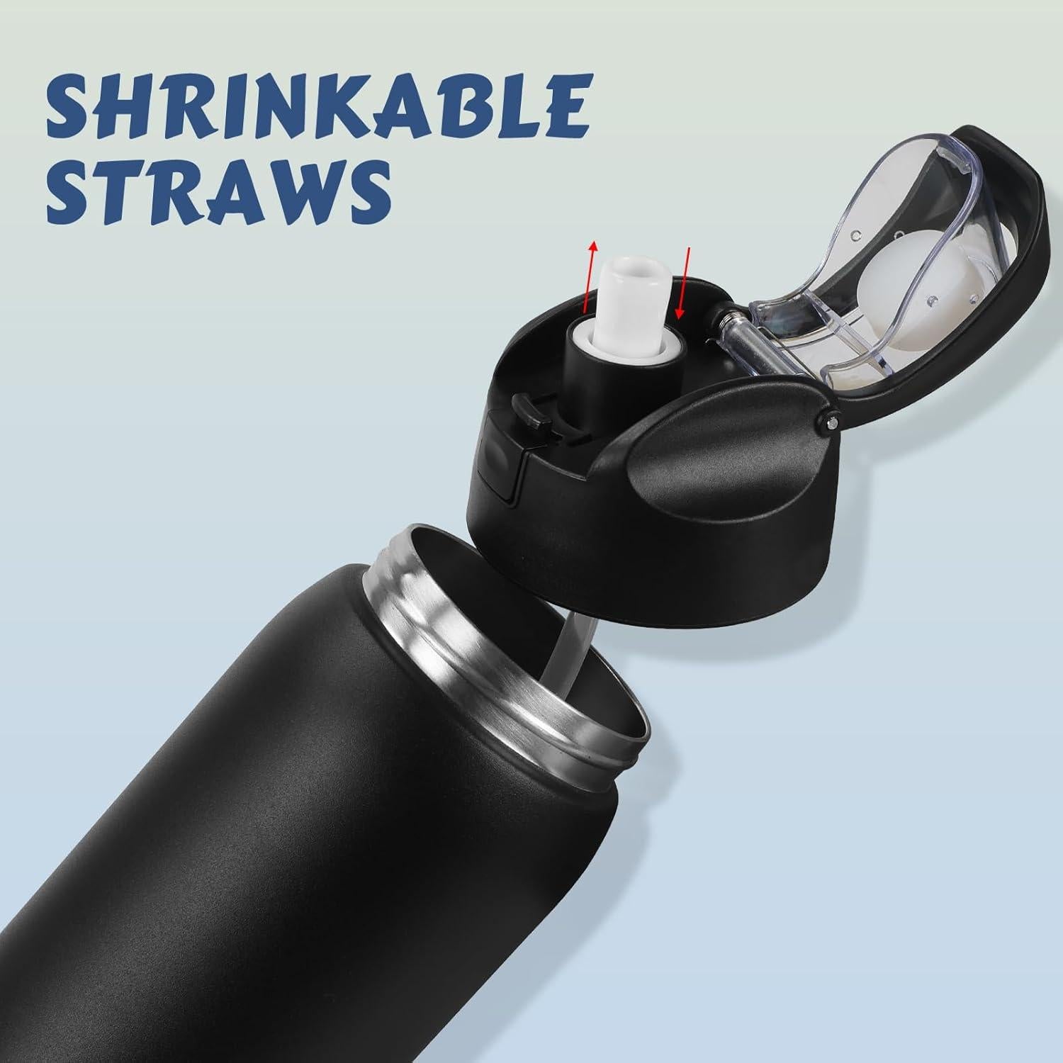 Botella de Agua Aislada MEBRUDY 0.91L Acero Inoxidable Negro