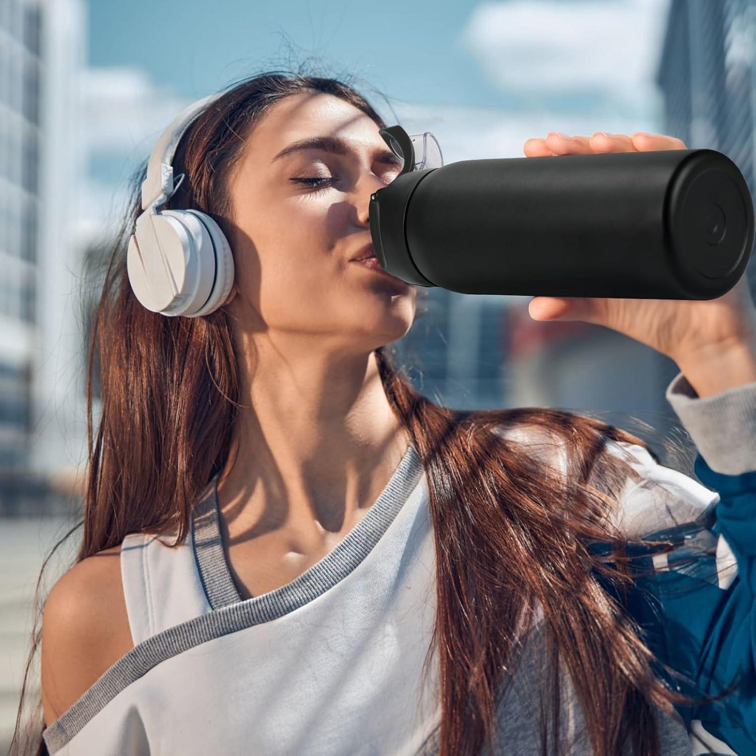 Botella de Agua Aislada MEBRUDY 0.91L Acero Inoxidable Negro