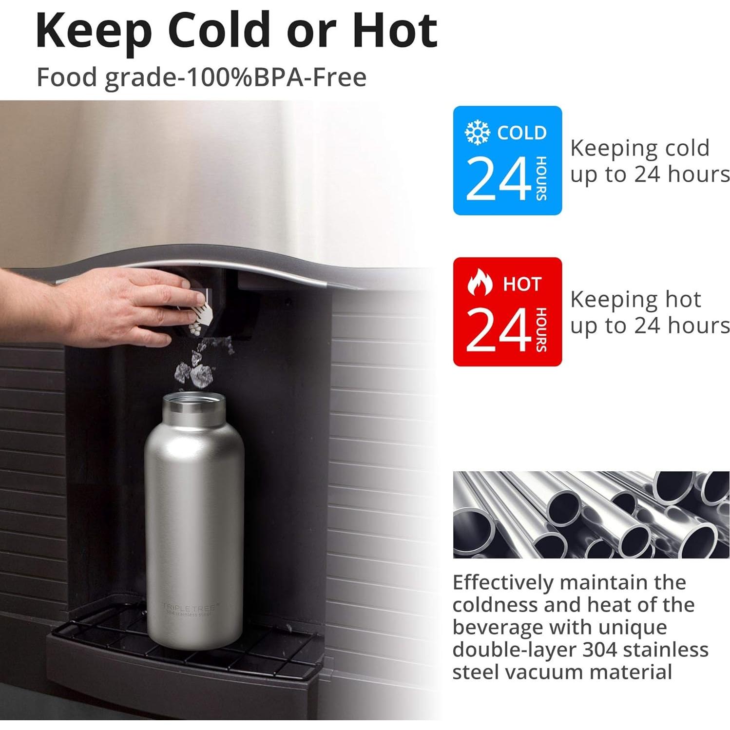 Botella de Agua Aislada TRIPLE TREE 1.0L Acero Inoxidable Doble Pared
