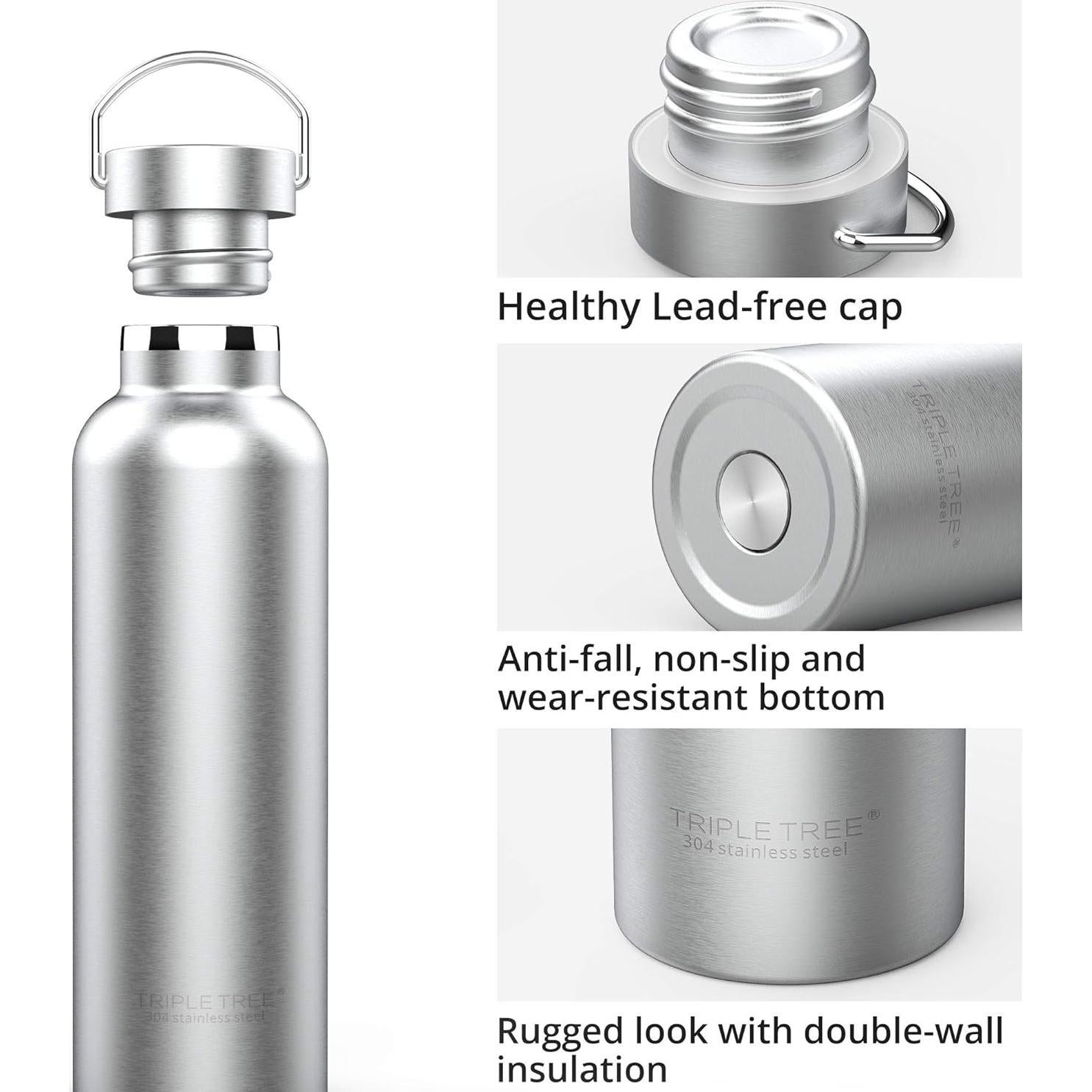 Botella de Agua Aislada TRIPLE TREE 1.0L Acero Inoxidable Doble Pared