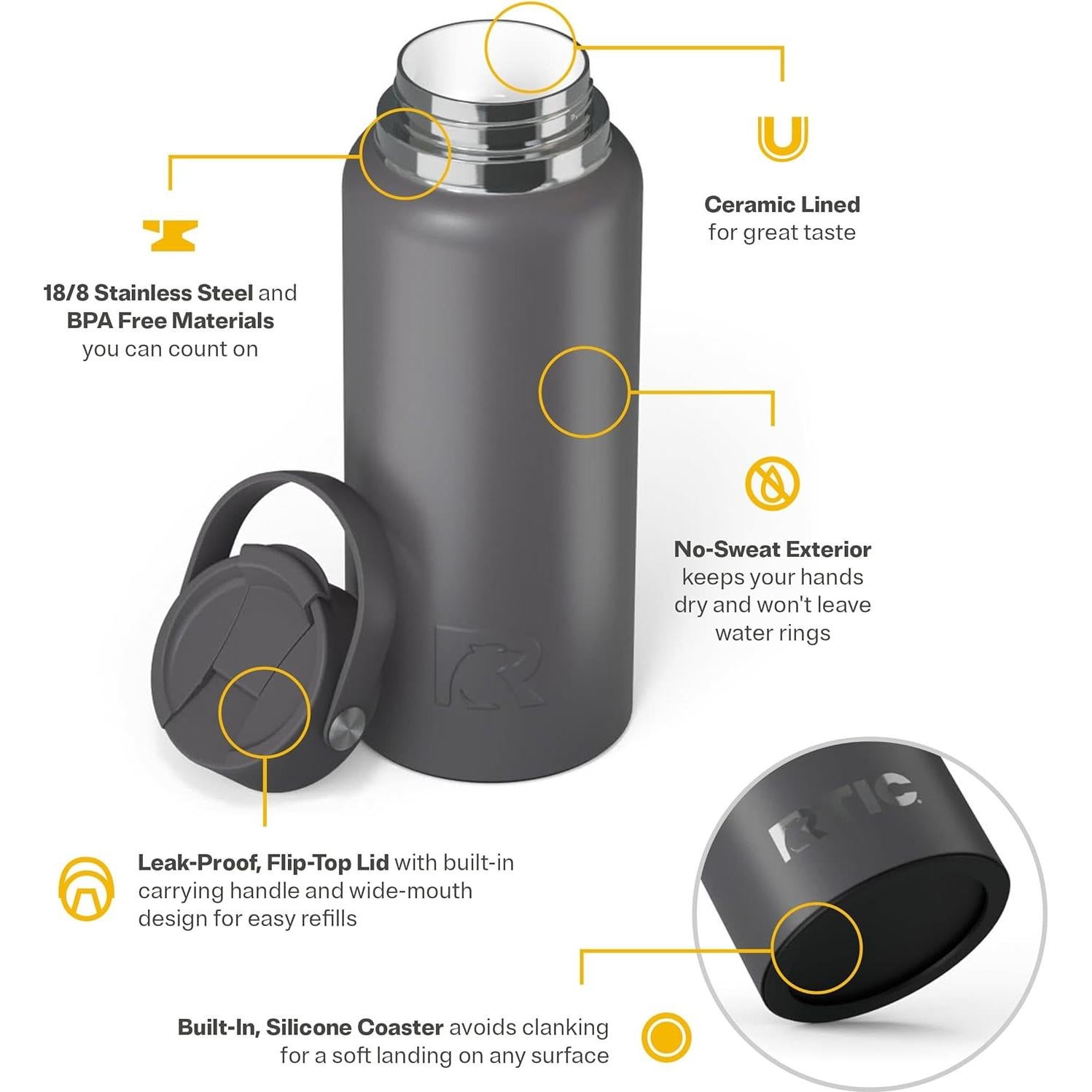 Botella Outback RTIC 0.95L Acero Inoxidable Aislada Grafito