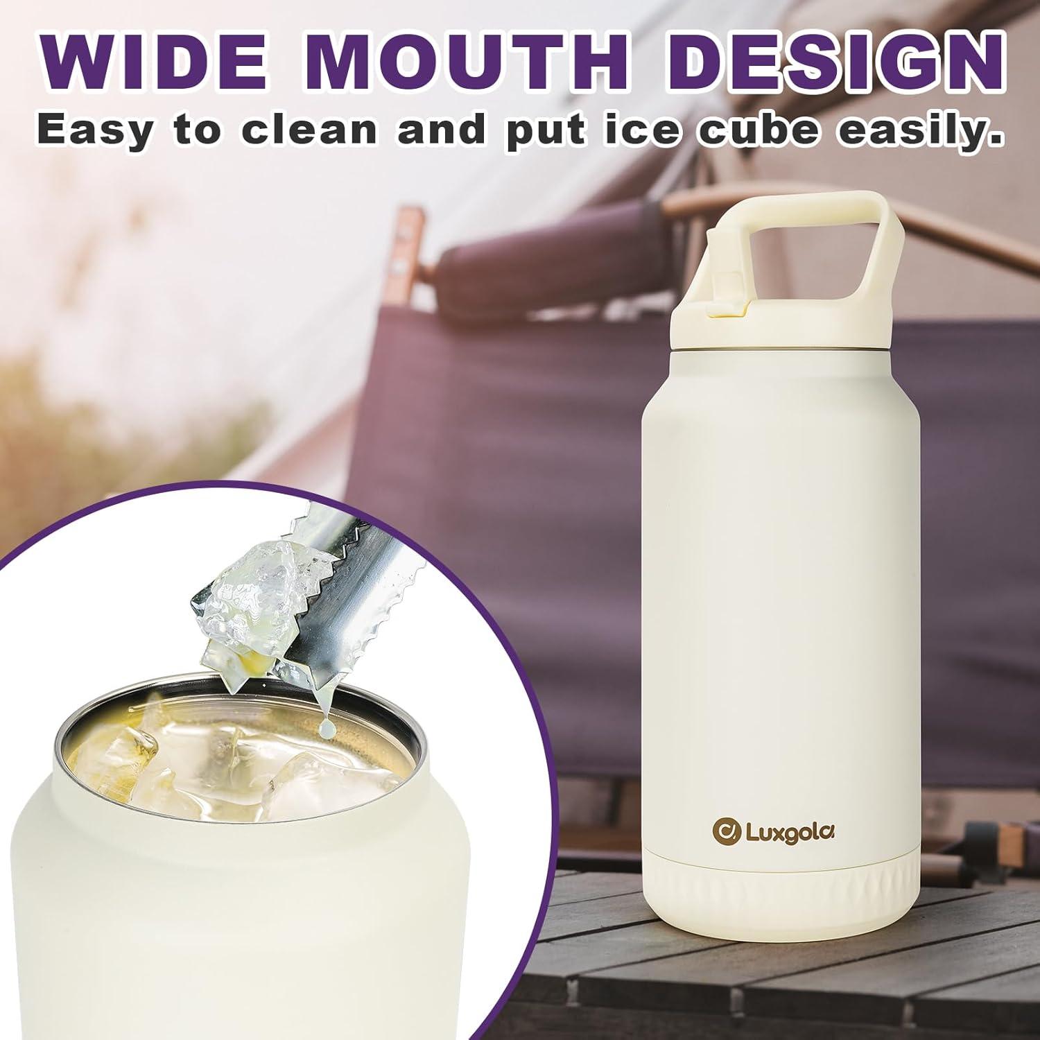 Botella de Agua Aislada Luxgola 64 oz Acero Inoxidable Gris