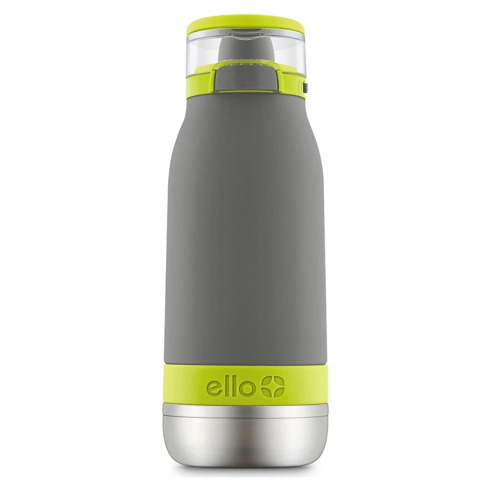 Botella de Agua Infantil Ello Emma 414ml Acero Inoxidable Gris/Verde
