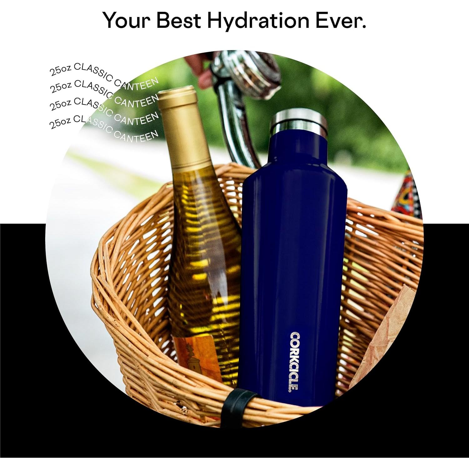 Botella de Agua Aislada Corkcicle 25 oz Acero Inoxidable Negro