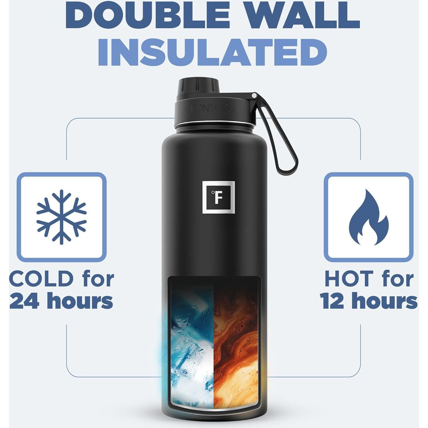 Botella de Hidratación Iron Flask 1.18L Acero Inoxidable Doble Pared