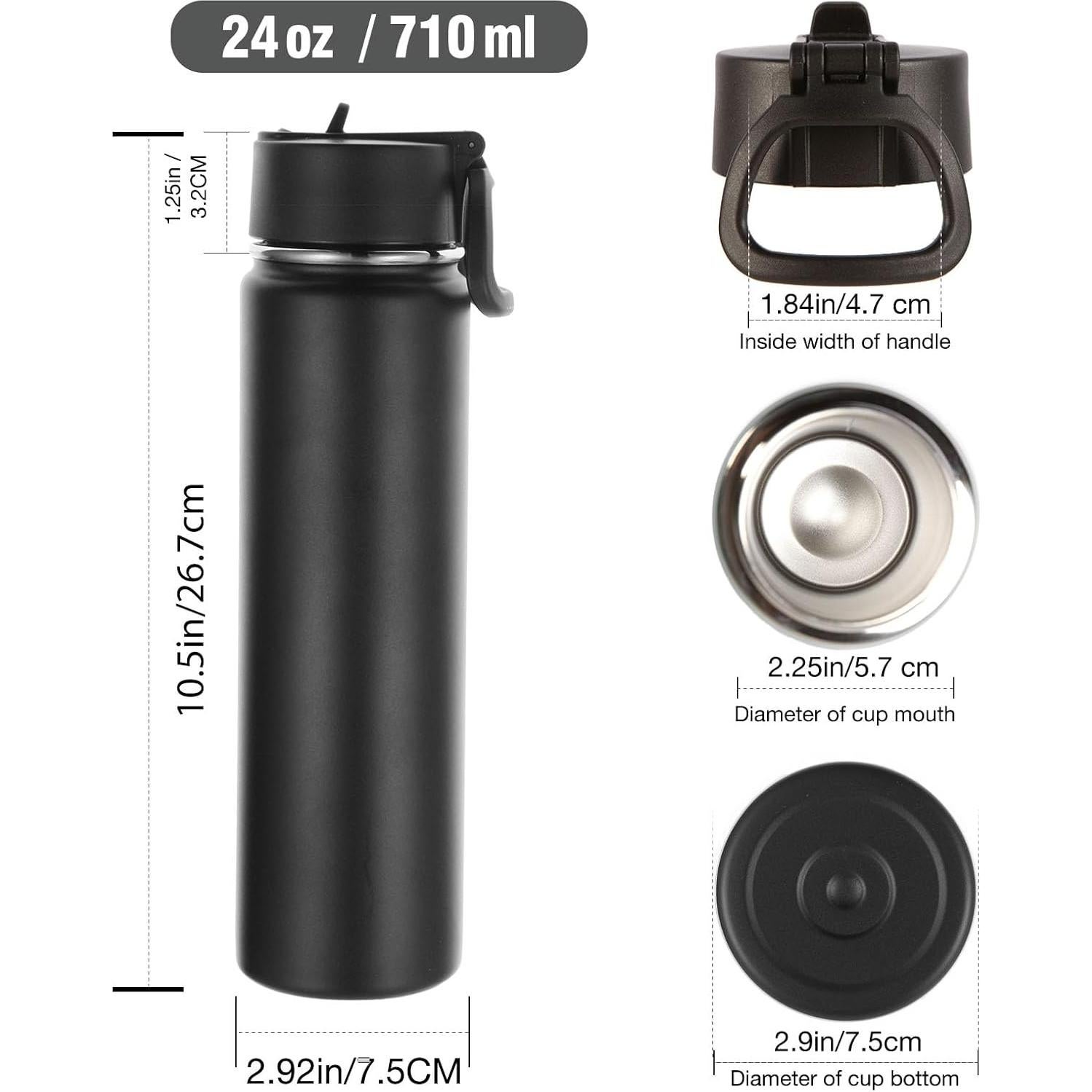 Botellas de Agua Aisladas Volhoply 8 Unidades 720ml Negro