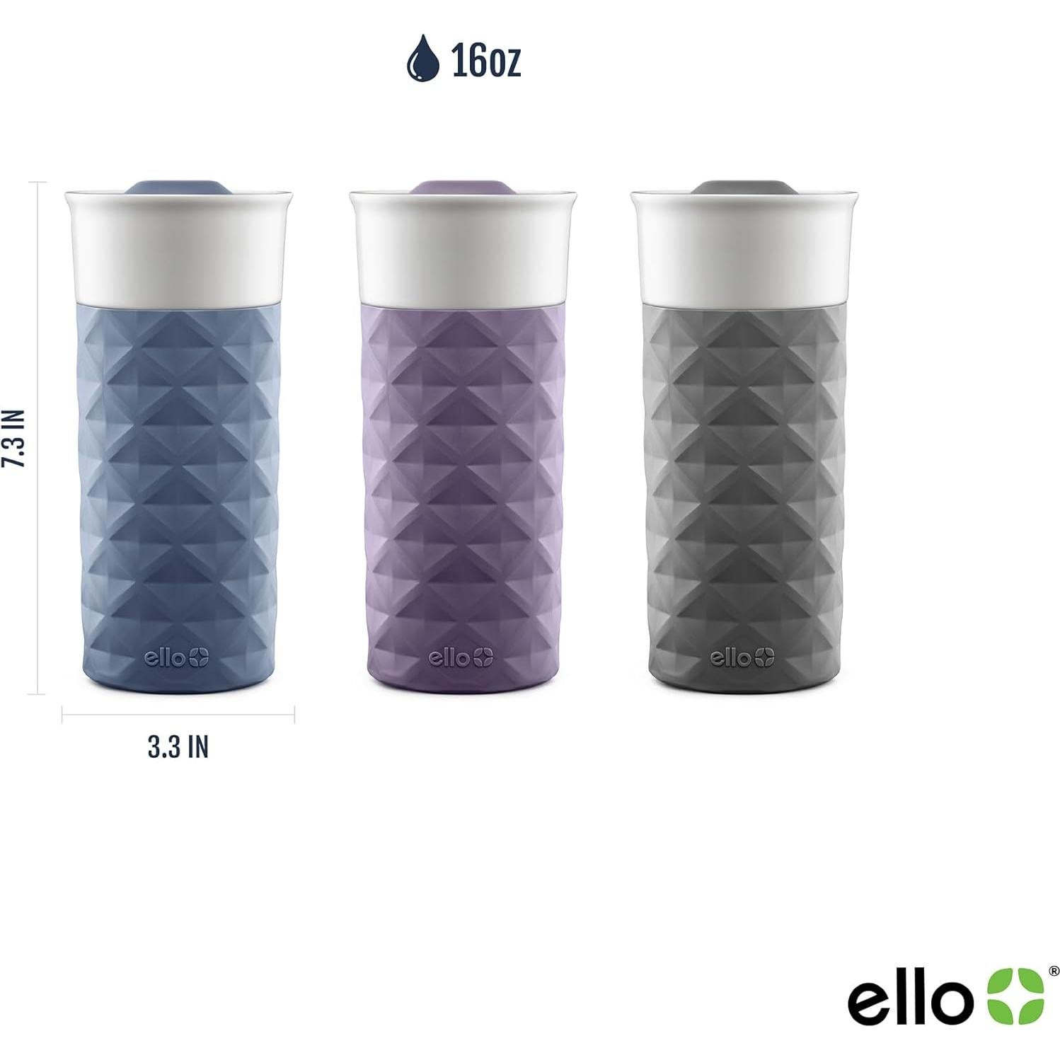 Taza de Viaje Cerámica Ello Ogden 16oz Tapa Deslizante Púrpura