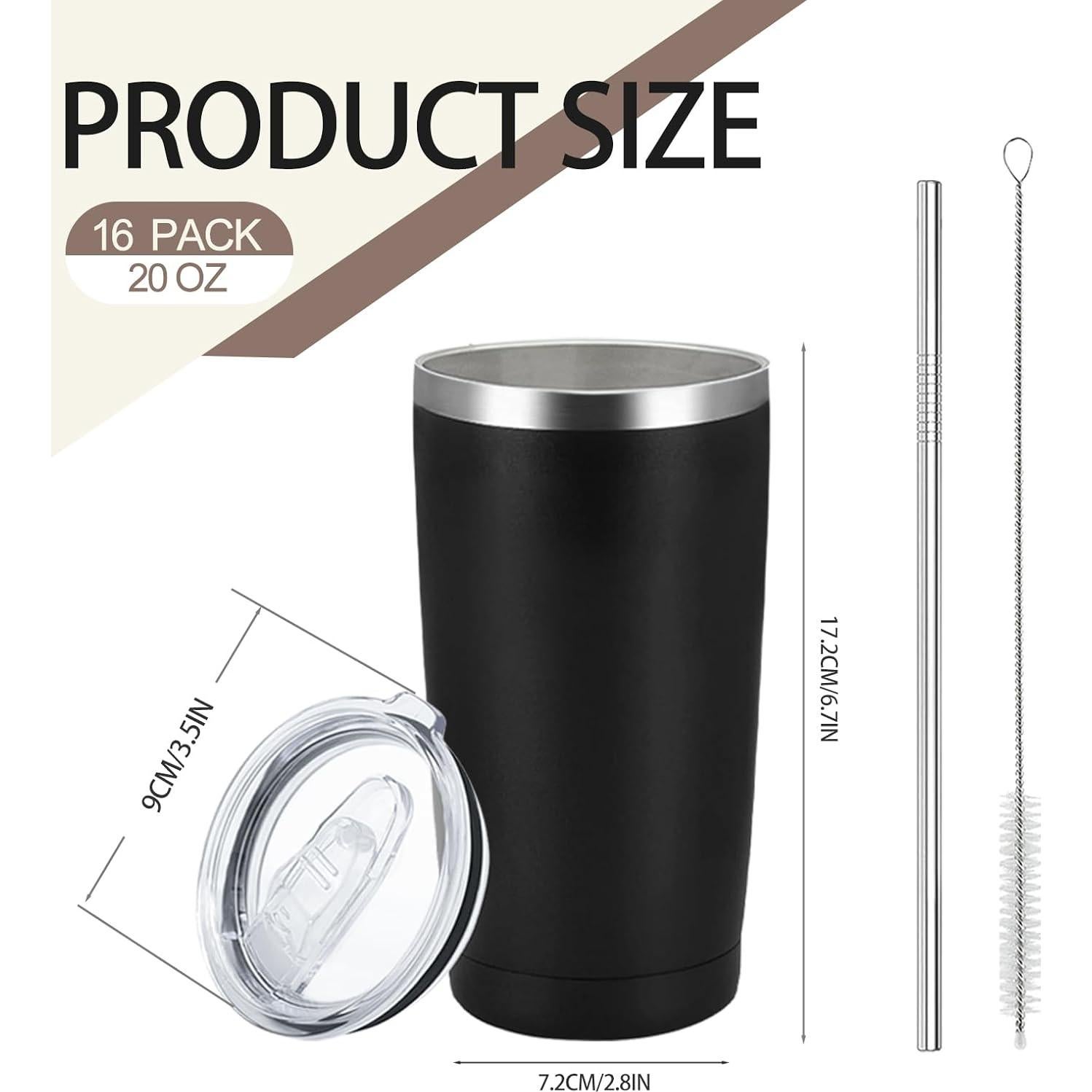 Paquete de 16 Tazas Aisladas YOUKE OLA 591 ml Negras