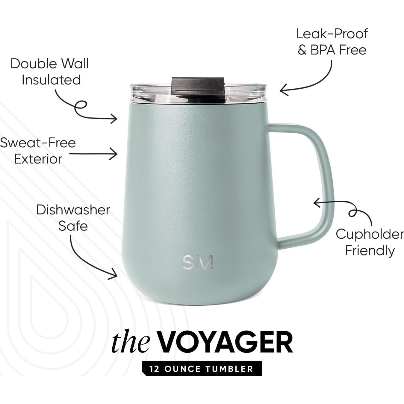 Taza de Viaje Simple Modern 12oz Acero Inoxidable Aislada