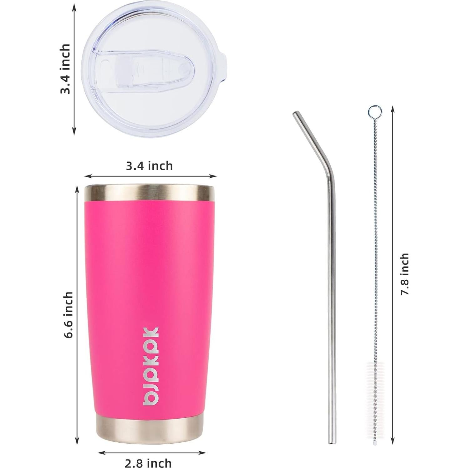 Vaso Aislado BJPKPK 20 oz Acero Inoxidable Rosa con Tapa
