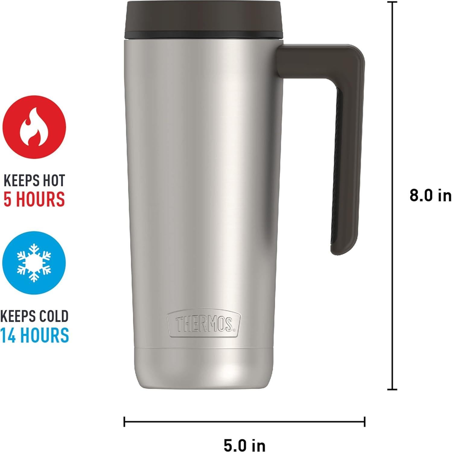 Taza de Acero Inoxidable THERMOS 18oz Negra Mate Aislada