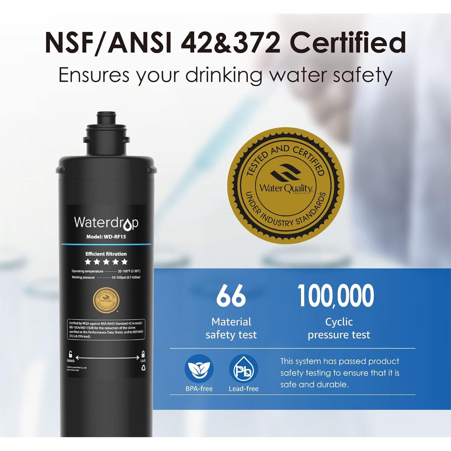 Cartucho Filtro Reemplazo Waterdrop RF15 para Agua Bajo Fregadero