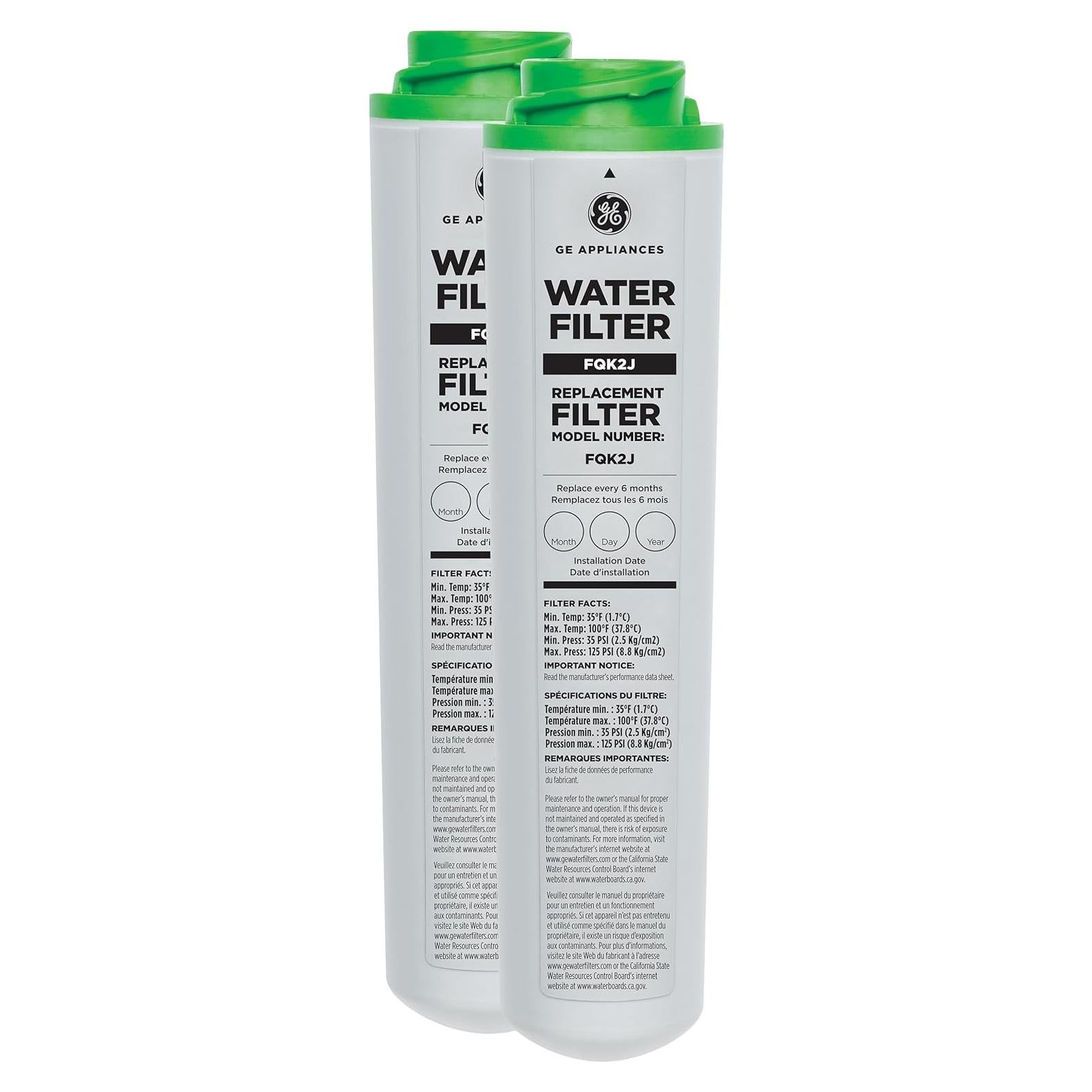 Filtro de Agua Doble Flujo GE FQK2J - 2 Piezas, Reduce Sedimentos