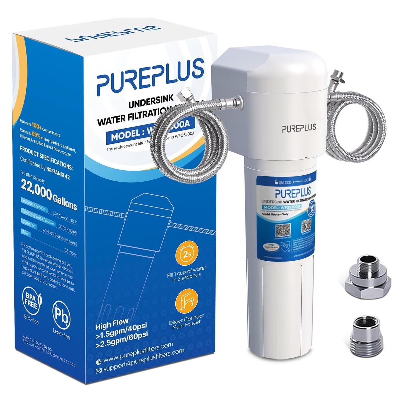 Filtro de Agua Bajo Fregadero PUREPLUS WFS5300A 22000 Galones