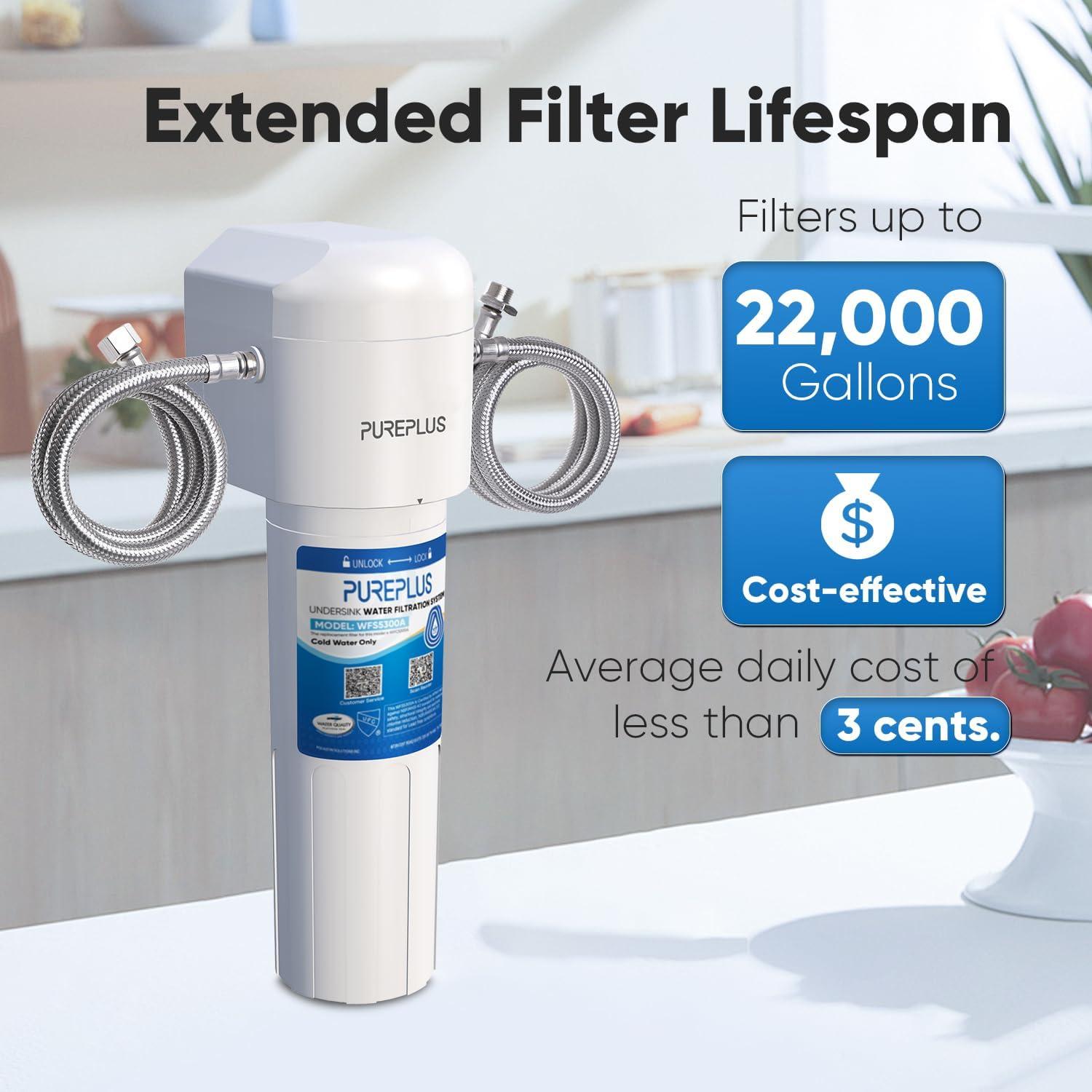 Filtro de Agua Bajo Fregadero PUREPLUS WFS5300A 22000 Galones