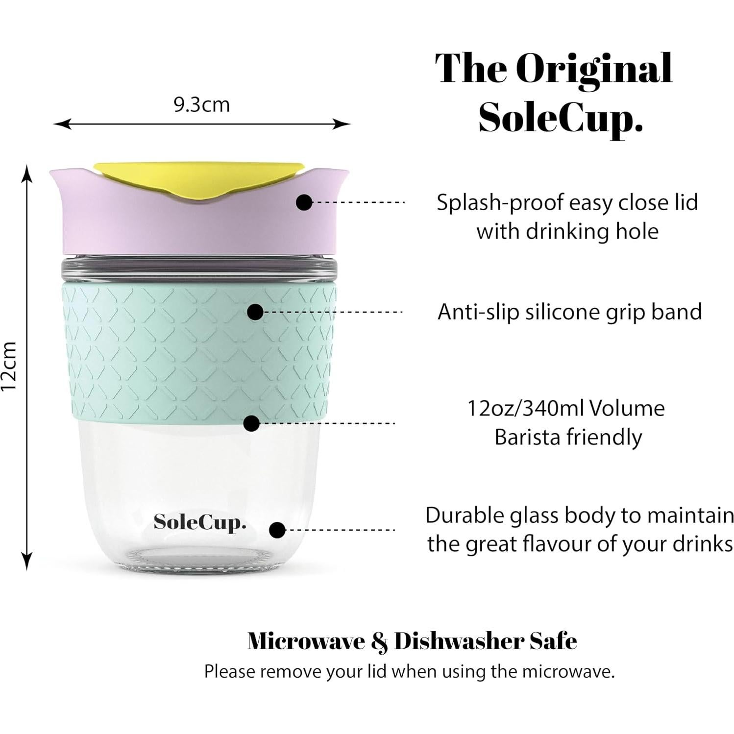 Taza de Viaje de Vidrio Reforzado SoleCup 340ml Aislada