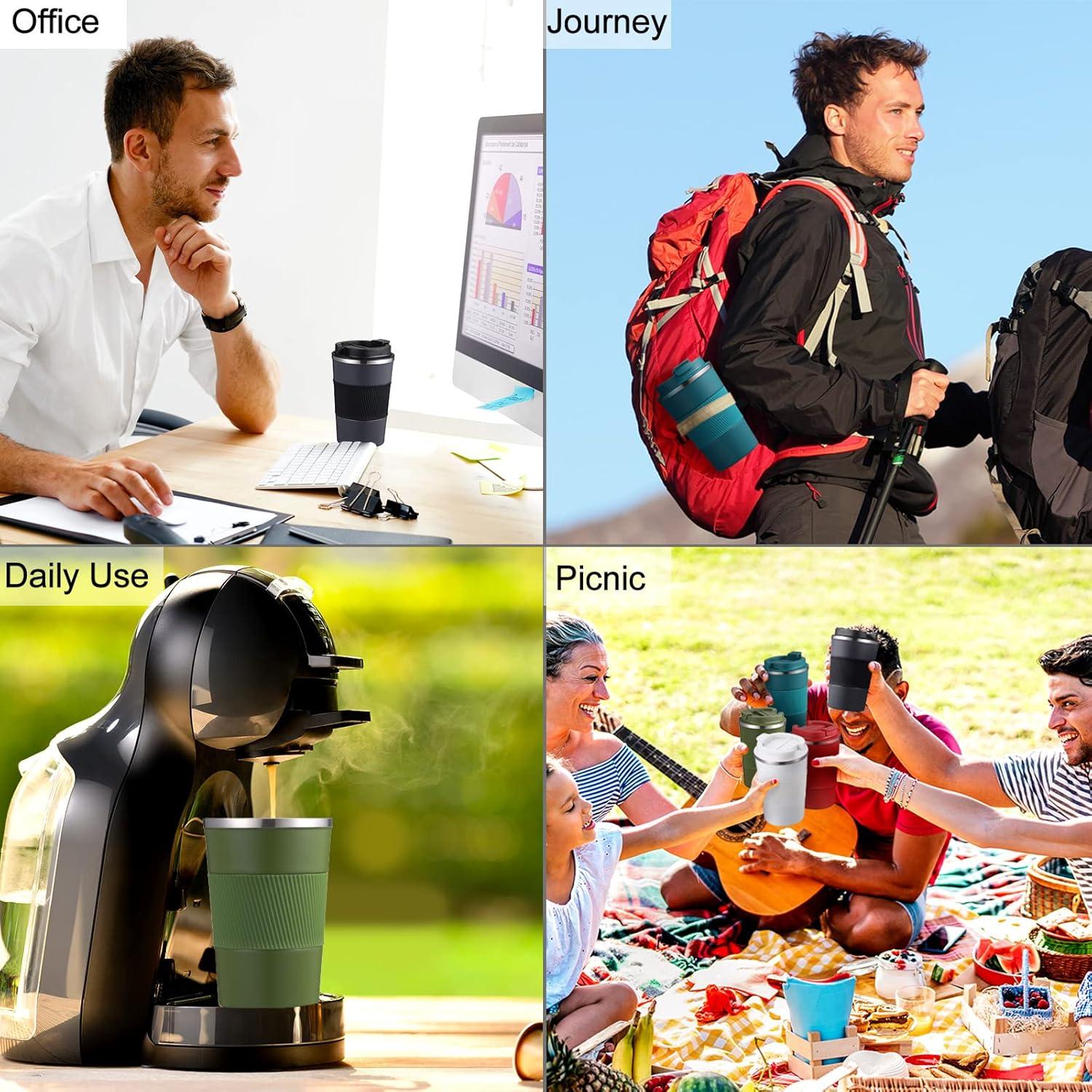 Taza de Viaje Aislada Foaincore 6 Pcs 380 ml Acero Inoxidable