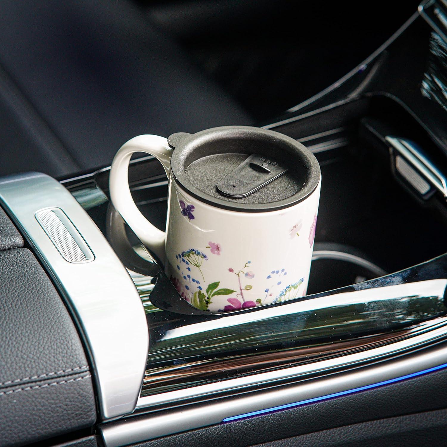 Taza de Viaje Cerámica Topadorn Jardín Rosa 0.5L Reutilizable