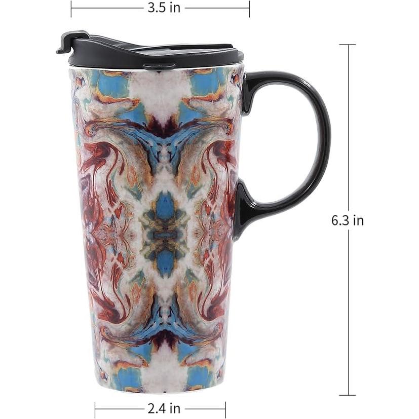 Taza de Cerámica de Viaje Topadorn 0.5L con Tapa Sellada