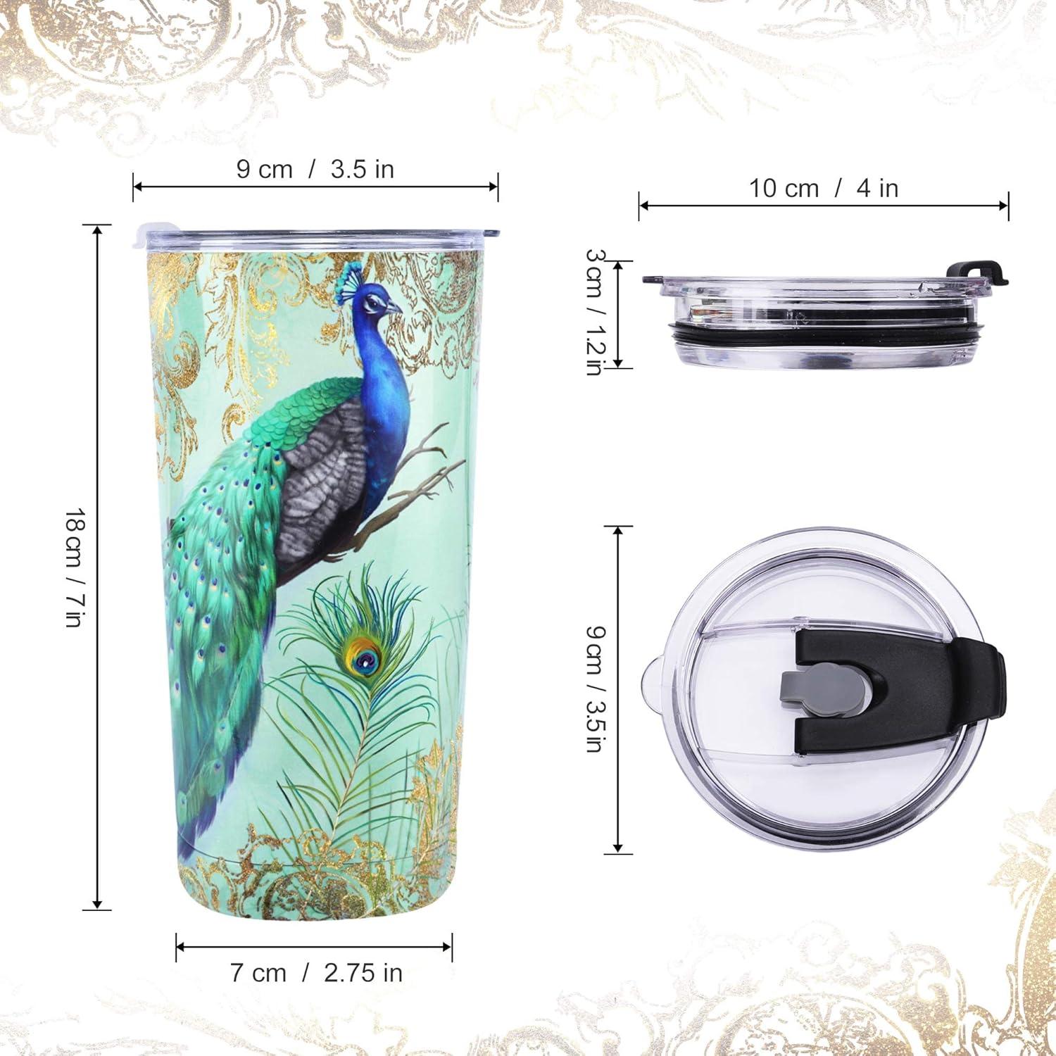 Taza Aislada NymphFable 600ml Pavo Real con Popote y Tapa