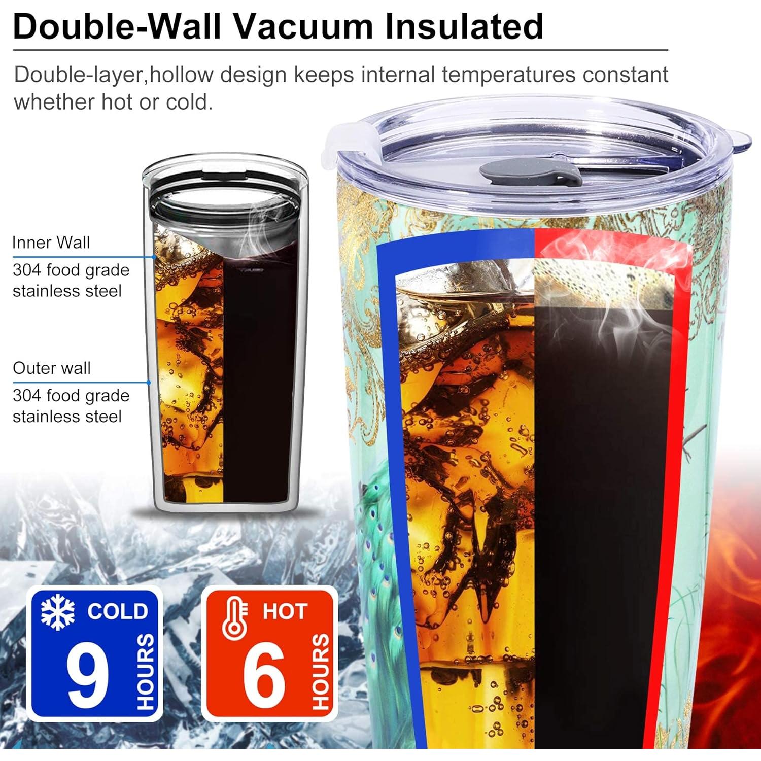 Taza Aislada NymphFable 600ml Pavo Real con Popote y Tapa