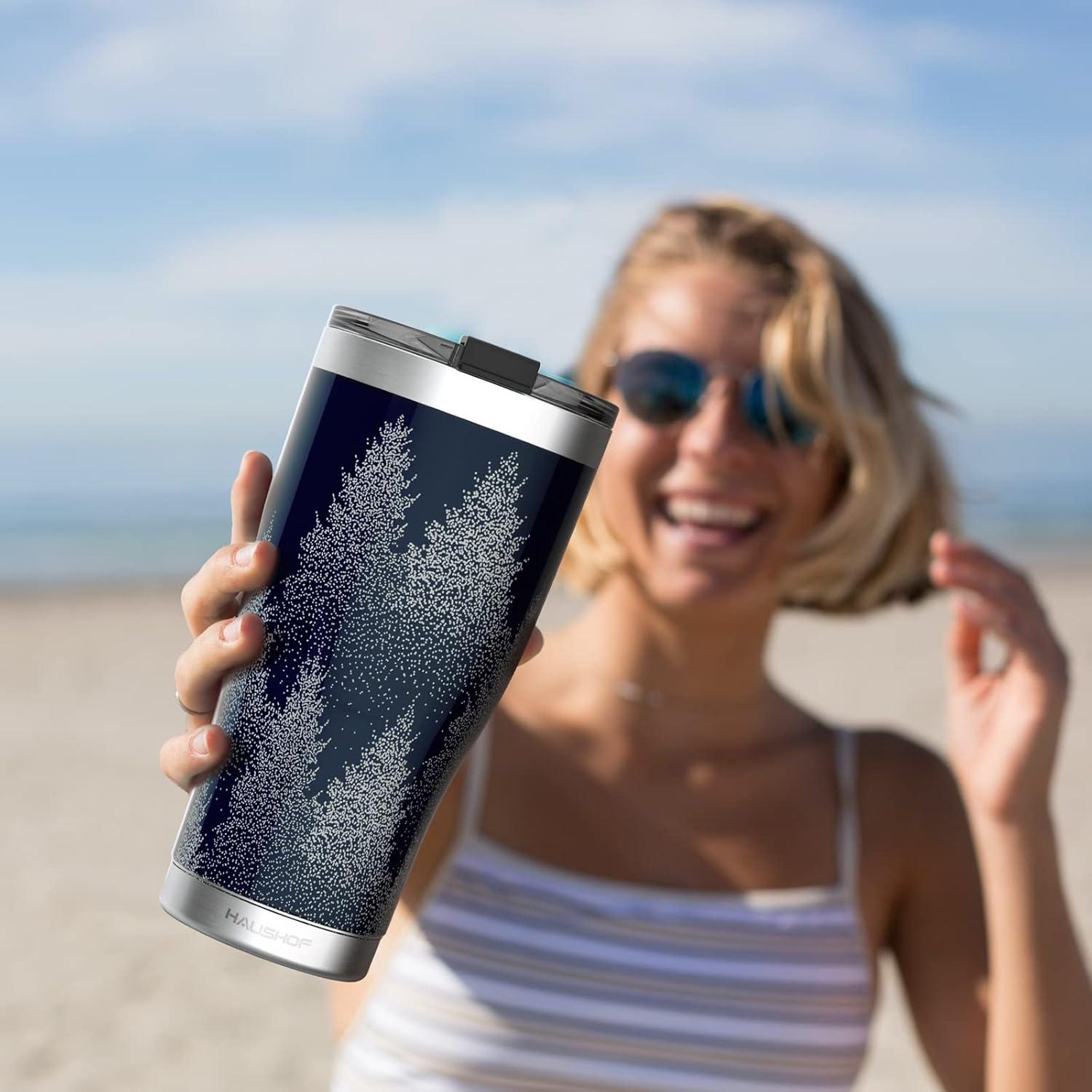 Vaso Navideño HAUSHOF 591ml Acero Inoxidable Aislado Azul