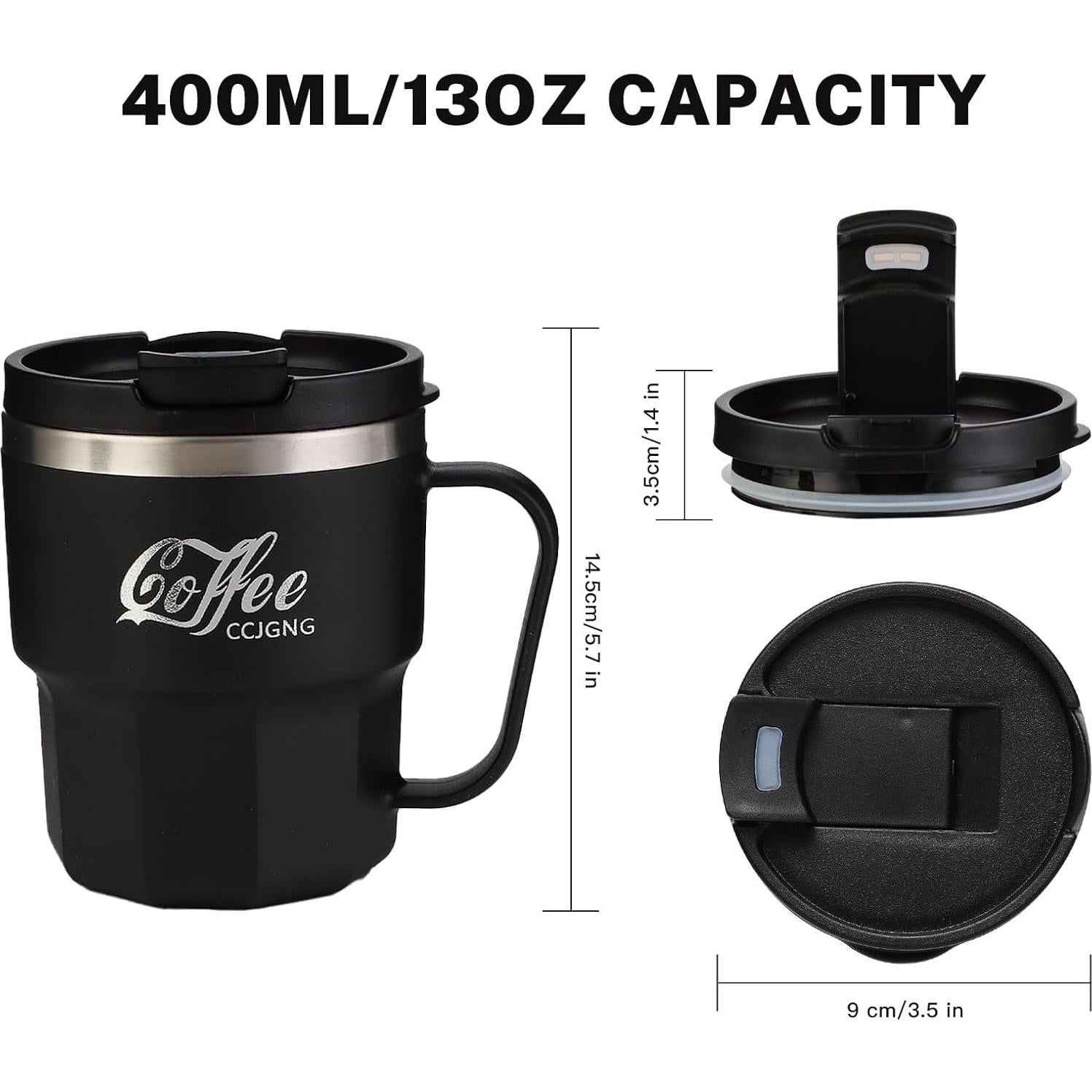 Taza de café aislada al vacío CCJGNG 13 oz negra