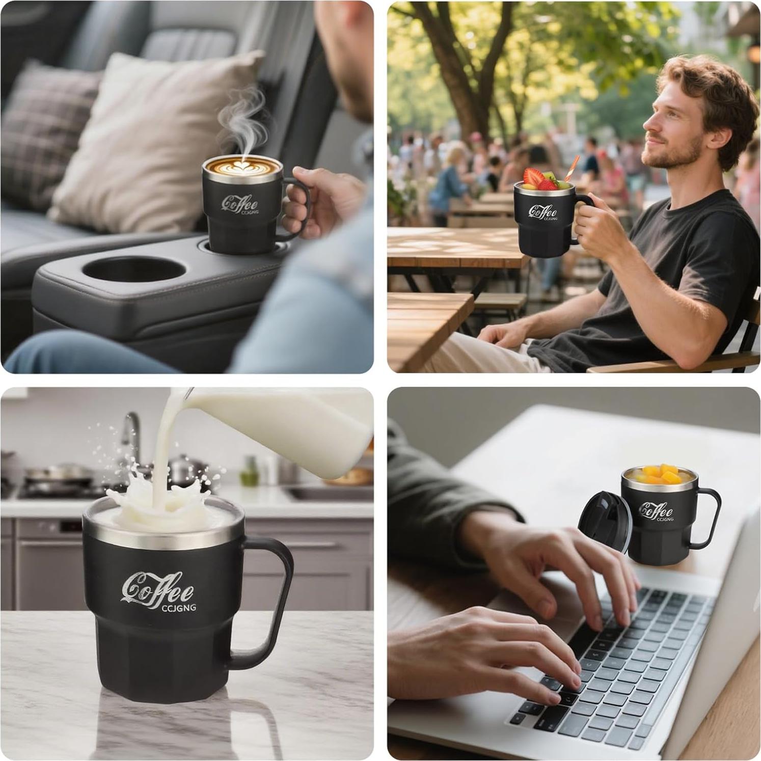 Taza de café aislada al vacío CCJGNG 13 oz negra