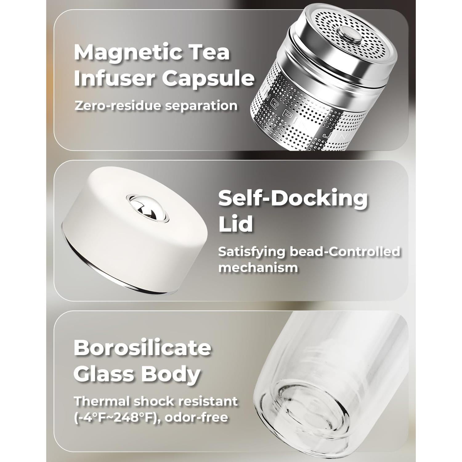 Taza de Té TEAVOR MagnaDrop 370ml Doble Pared a Prueba de Fugas