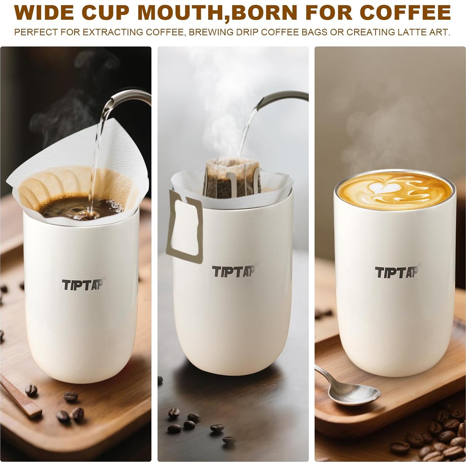 Vaso de Acero Inoxidable TIPTAP 350ml Aislado Tapa a Prueba de Derrames