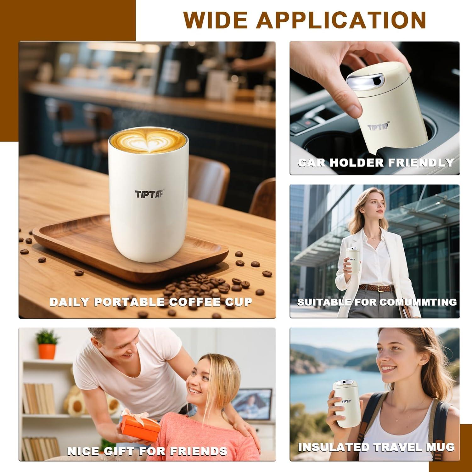 Vaso de Acero Inoxidable TIPTAP 350ml Aislado Tapa a Prueba de Derrames