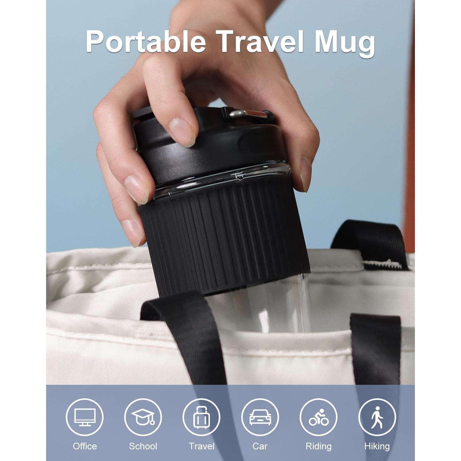 Taza de Vidrio Reutilizable Sivaphe 450 ml Negra a Prueba de Fugas