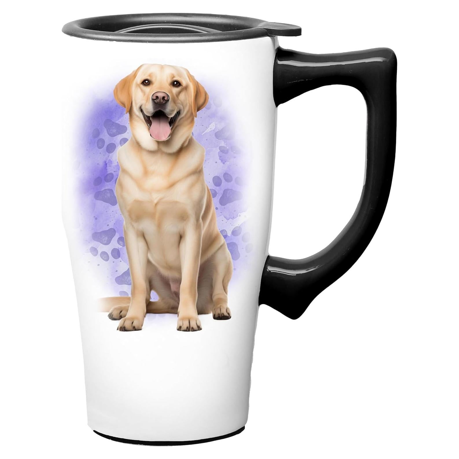 Taza de Viaje Cerámica Spoontiques Amarillo Lab 532 ml Doble Pared