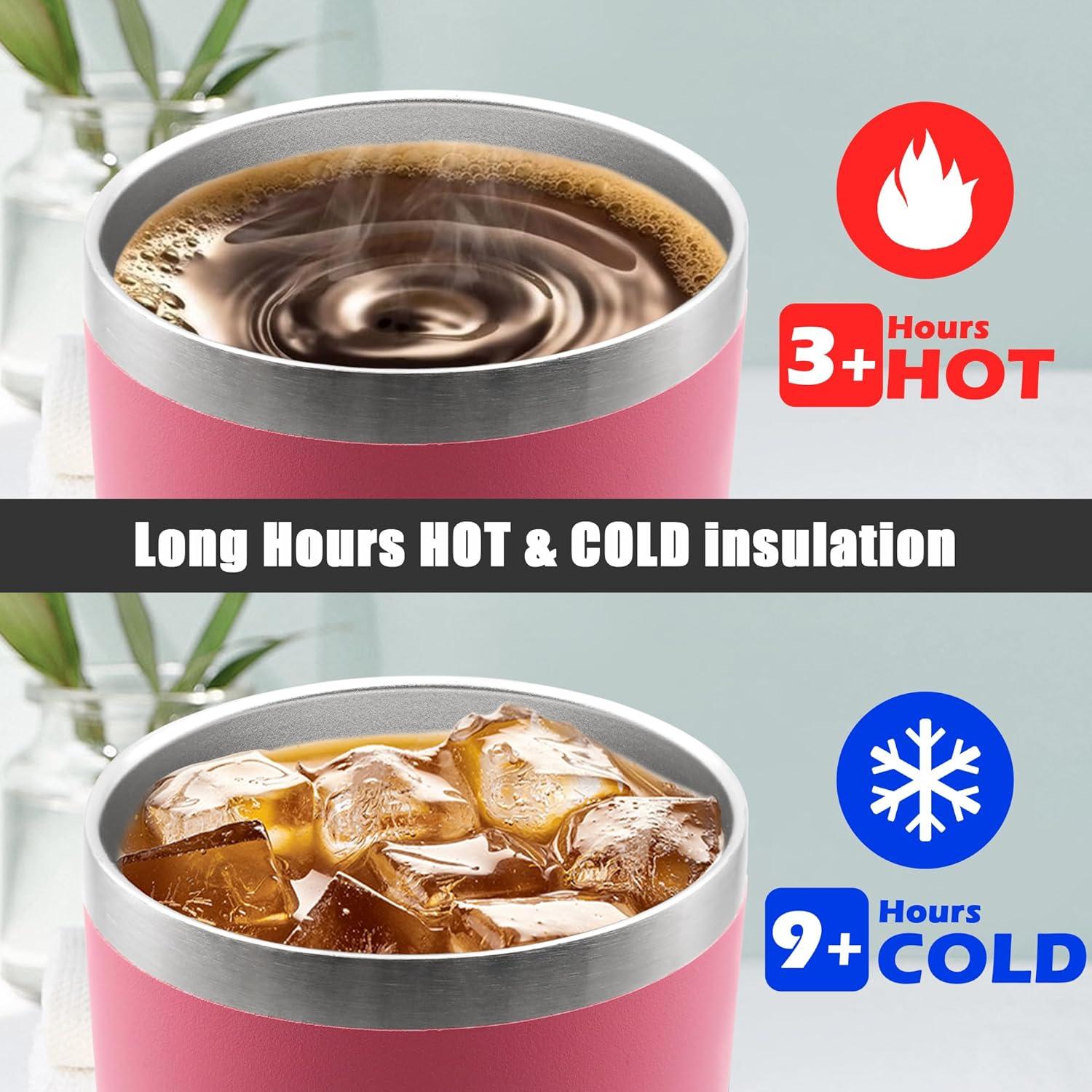 Vaso de Café de Viaje AEPDTD 20 oz Rosa Acero Inoxidable Aislado