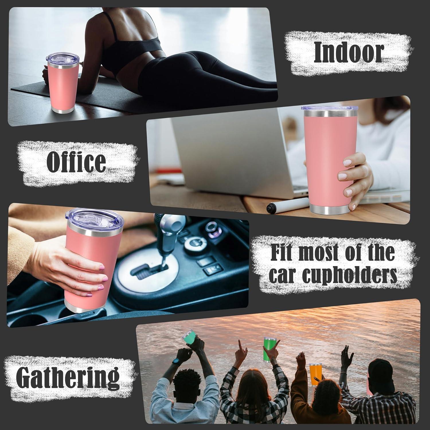 Vaso de Café de Viaje AEPDTD 20 oz Rosa Acero Inoxidable Aislado