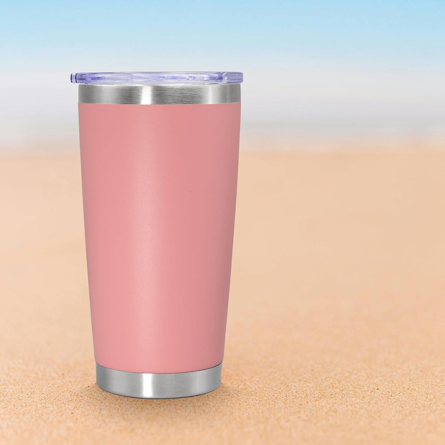 Vaso de Café de Viaje AEPDTD 20 oz Rosa Acero Inoxidable Aislado