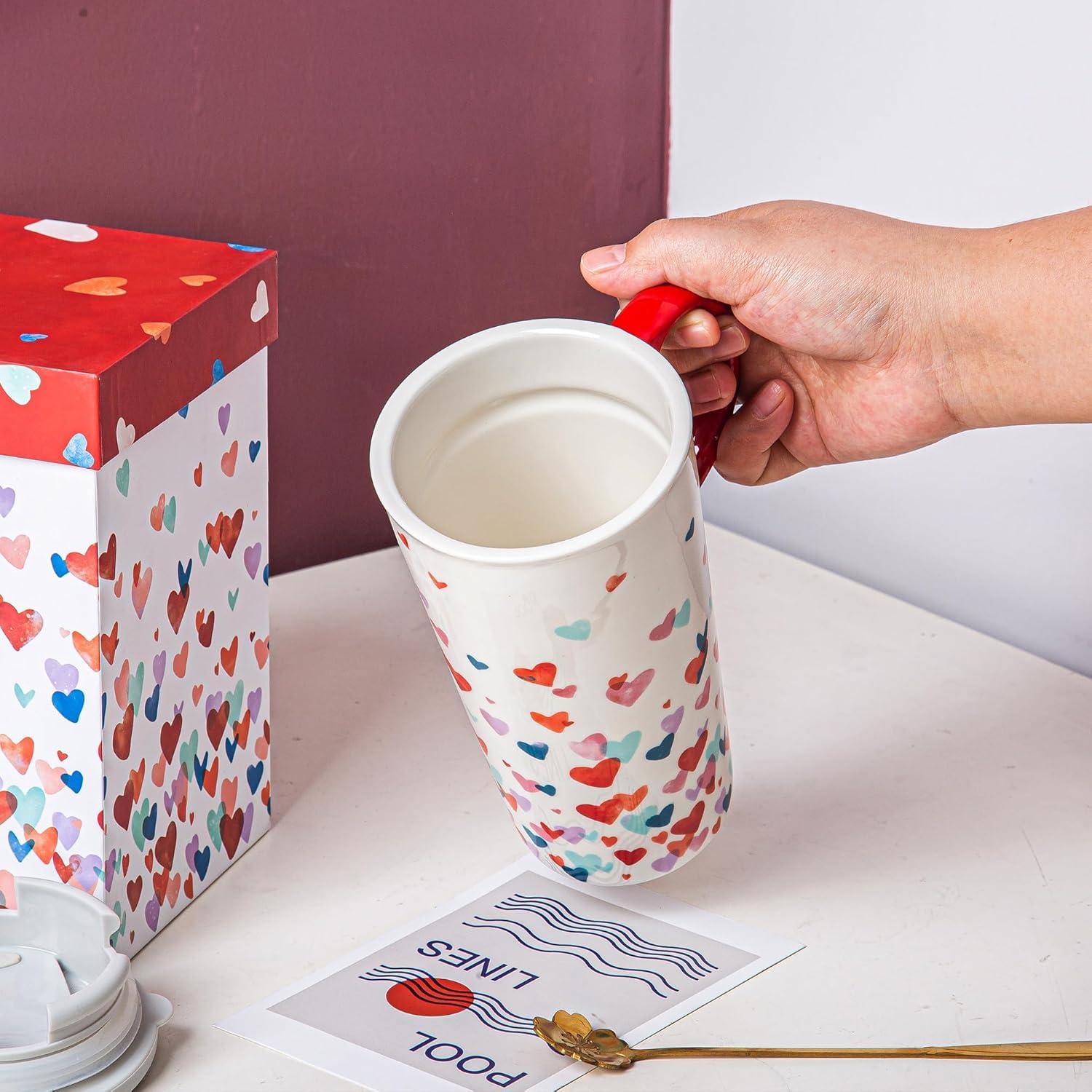 Taza de Cerámica Topadorn 500 ml con Tapa a Prueba de Derrames