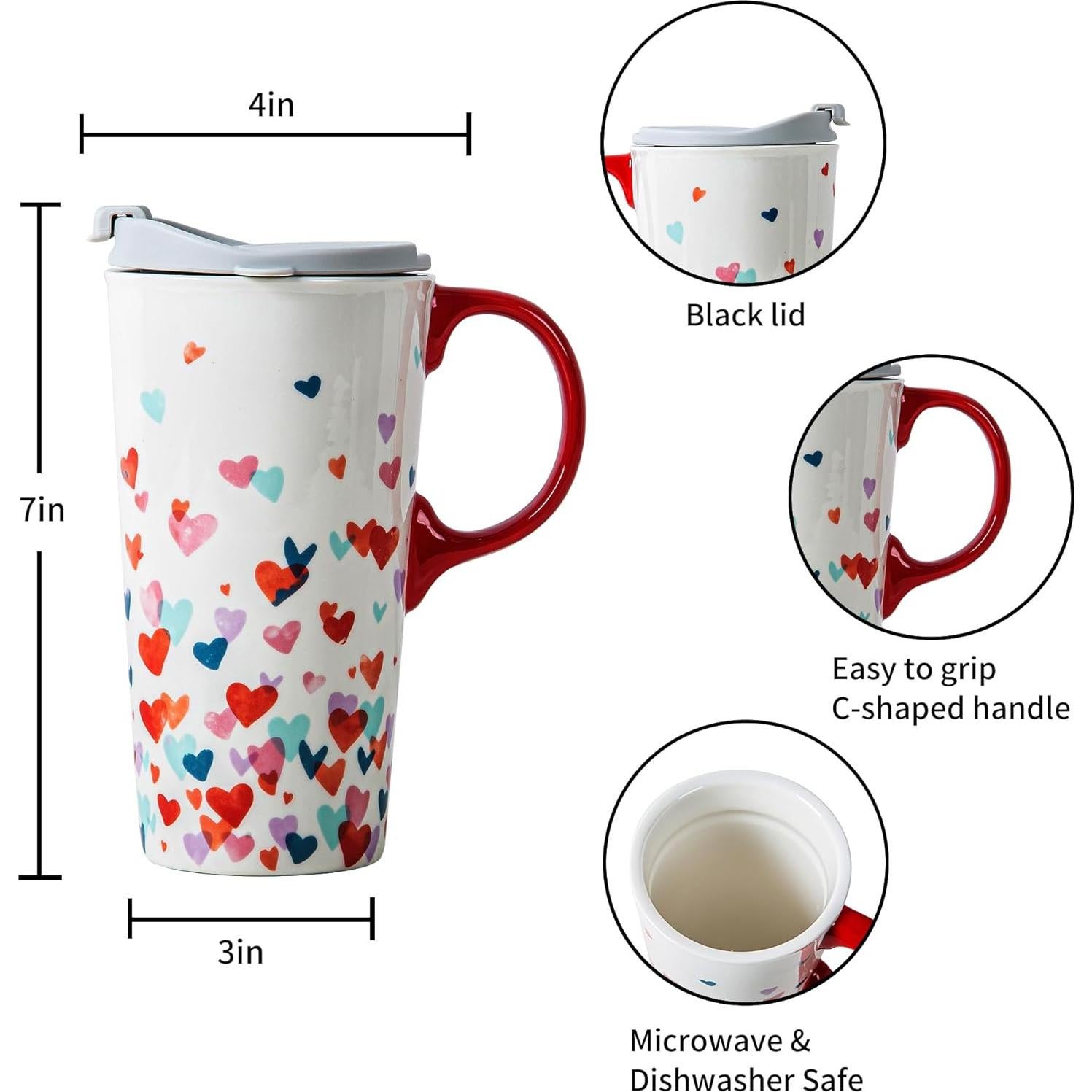 Taza de Cerámica Topadorn 500 ml con Tapa a Prueba de Derrames