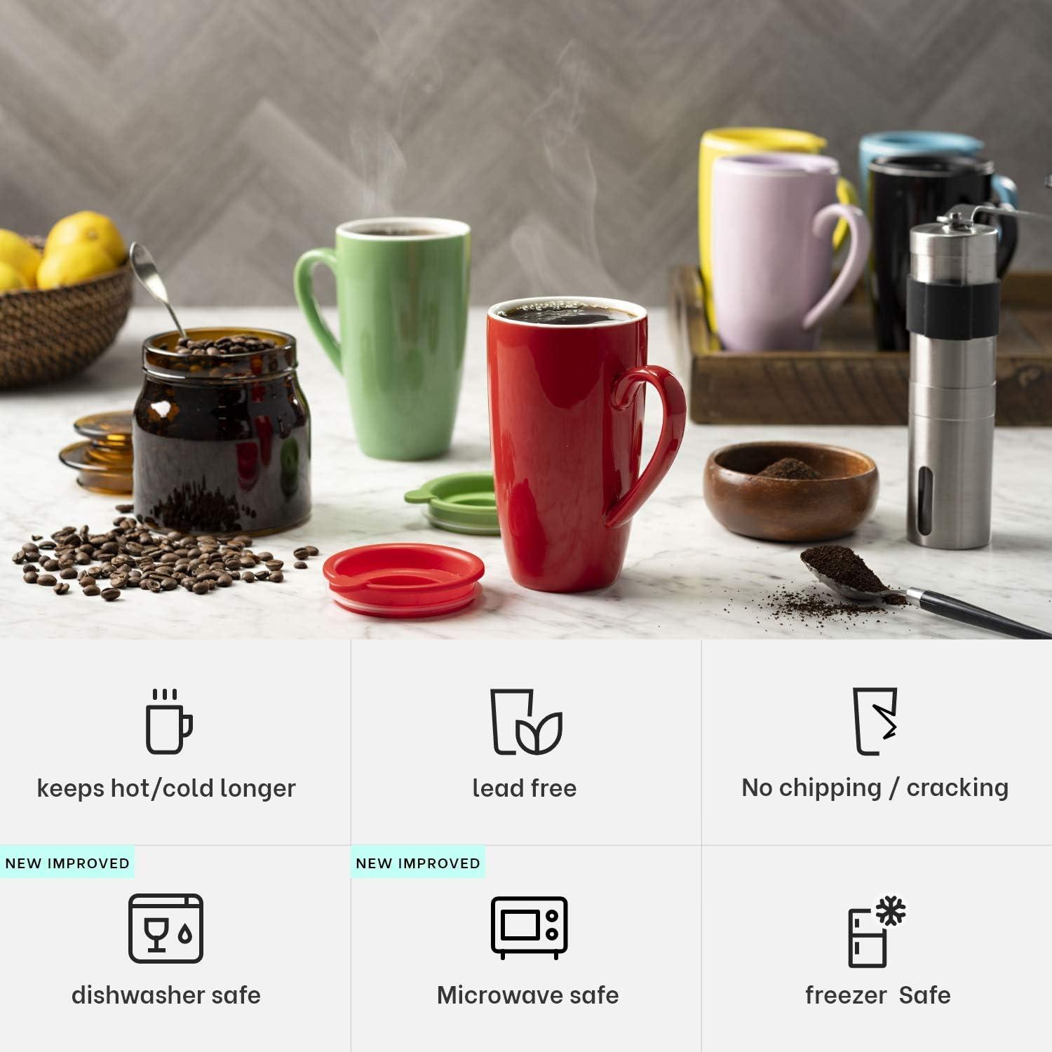 MITBAK Juego de 6 Tazas de Cerámica Aisladas 480ml