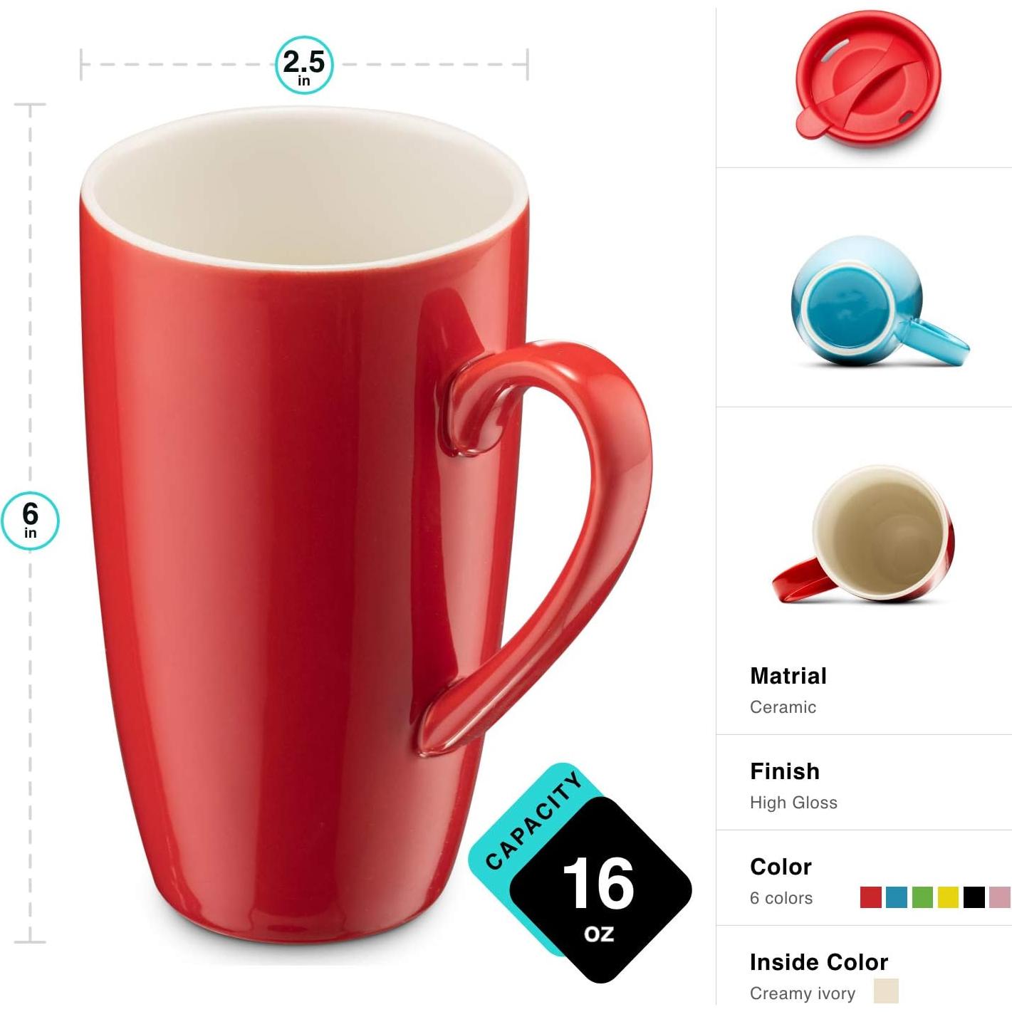 MITBAK Juego de 6 Tazas de Cerámica Aisladas 480ml