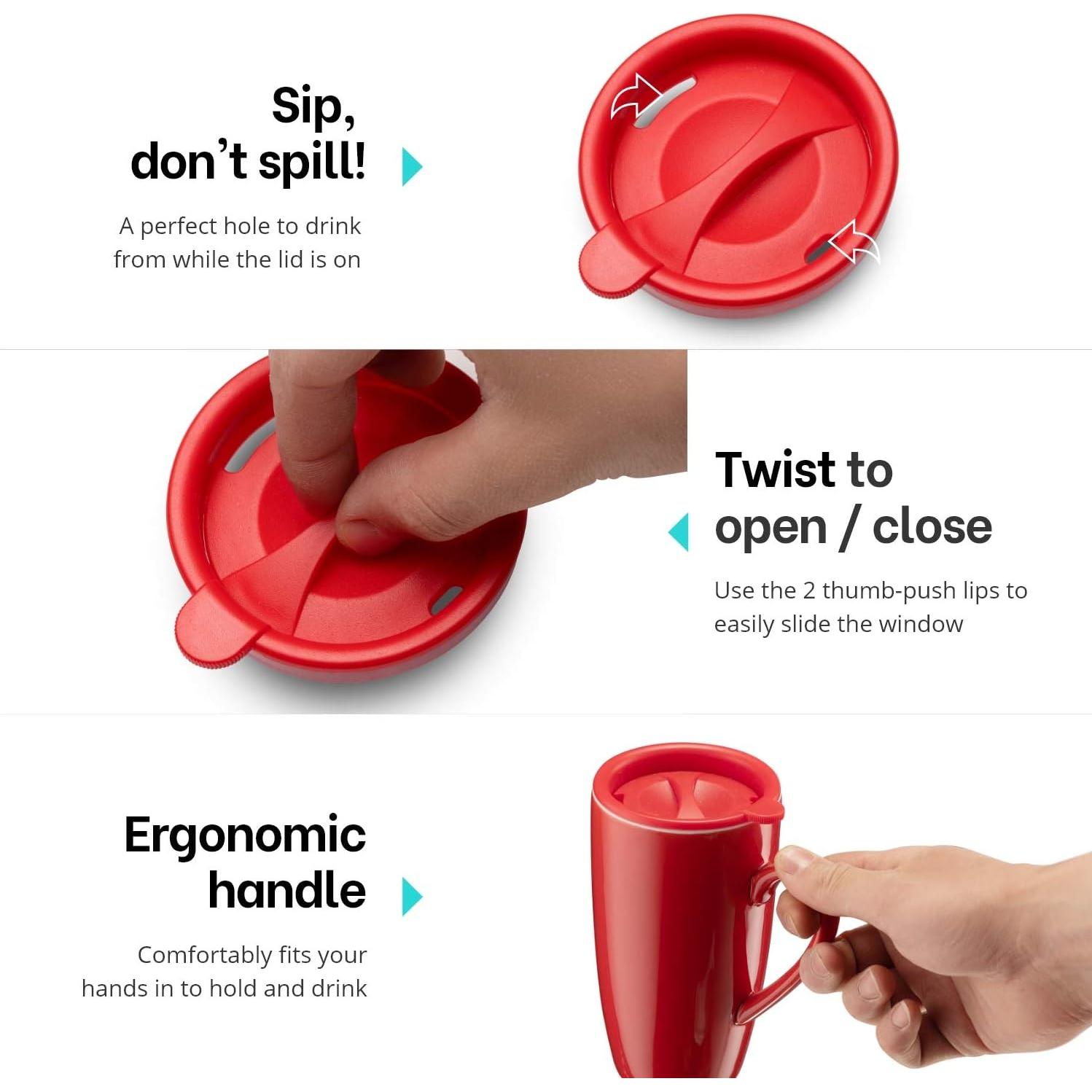 MITBAK Juego de 6 Tazas de Cerámica Aisladas 480ml