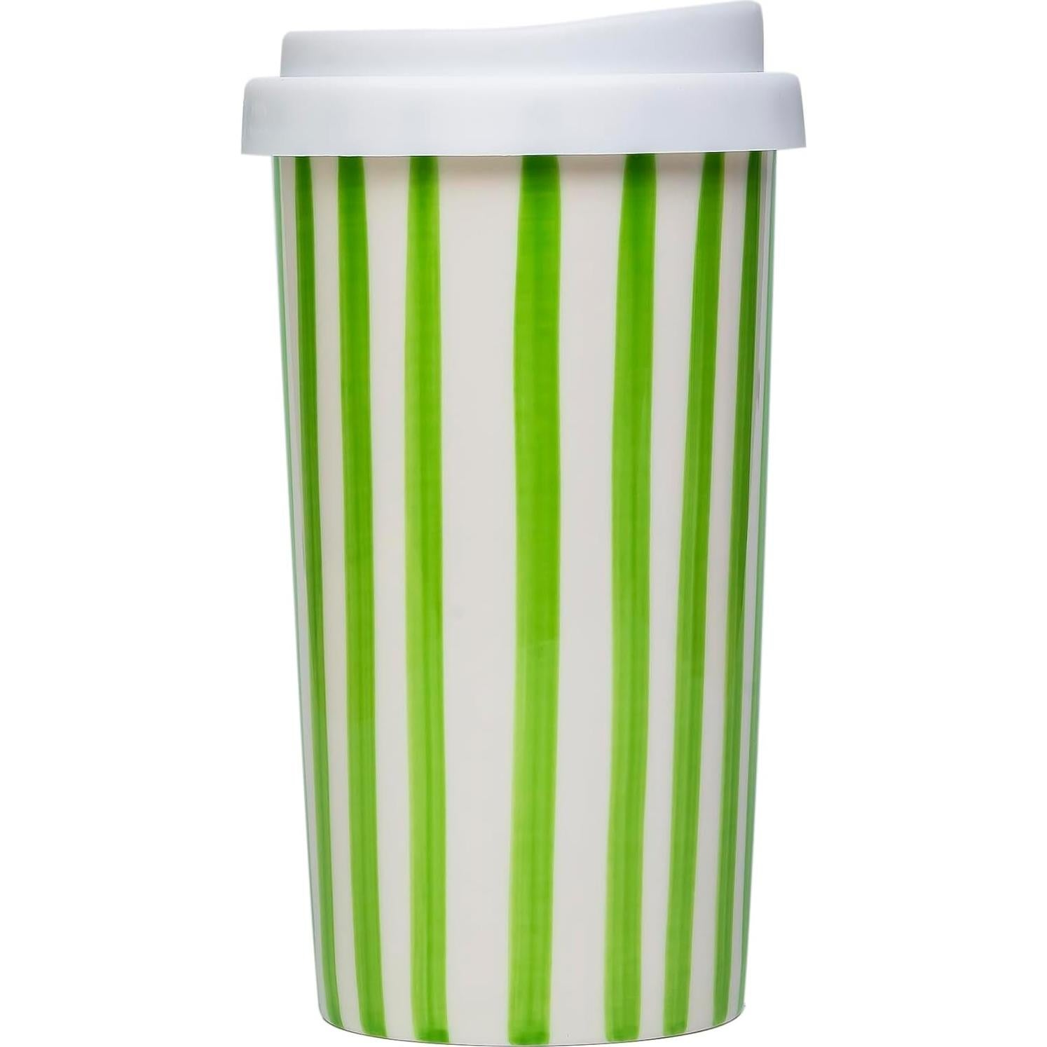 Taza de Cerámica de Viaje GIROFLIER 12oz Verde Apta Microondas