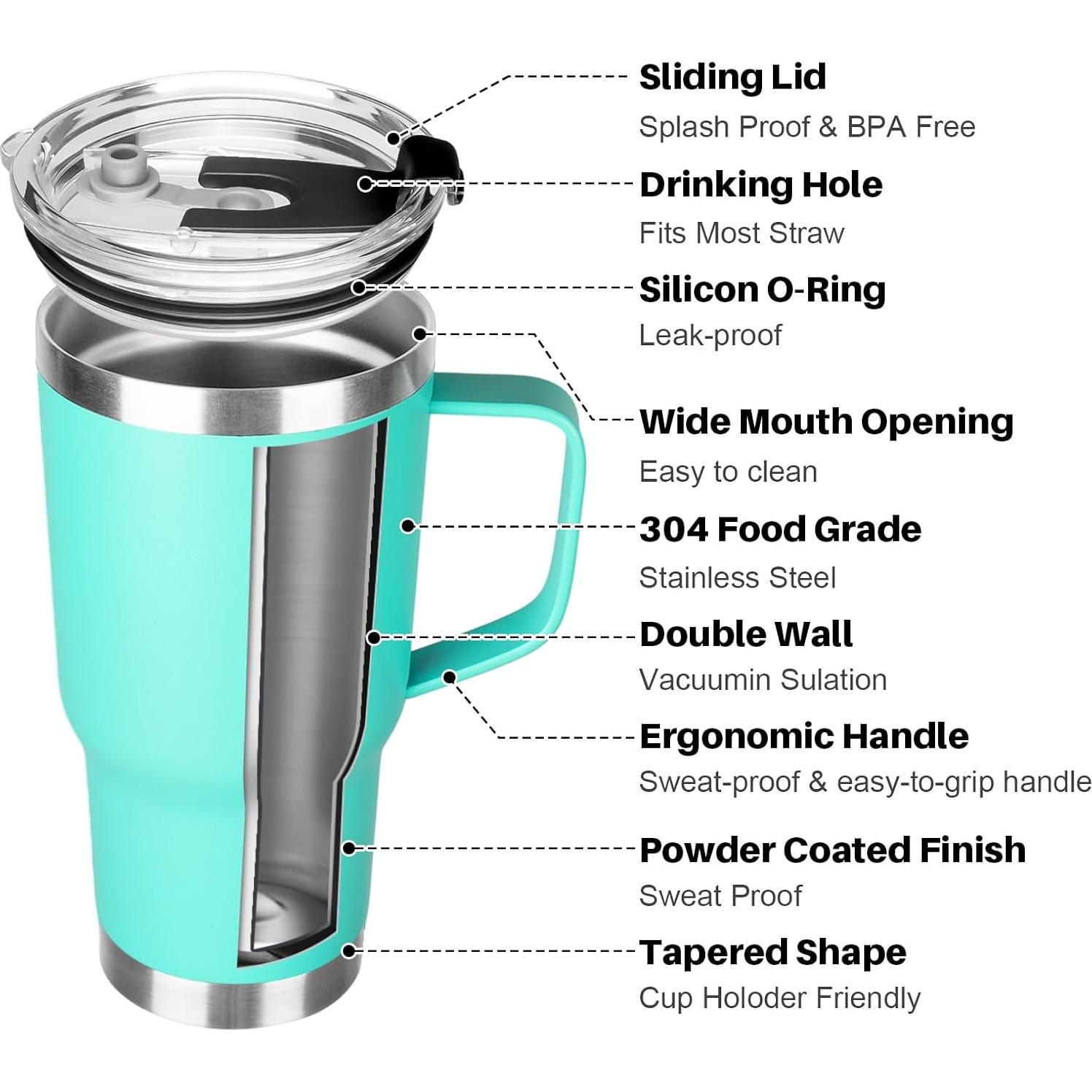 Taza de viaje aislada GUDEMAO 20 oz acero inoxidable verde