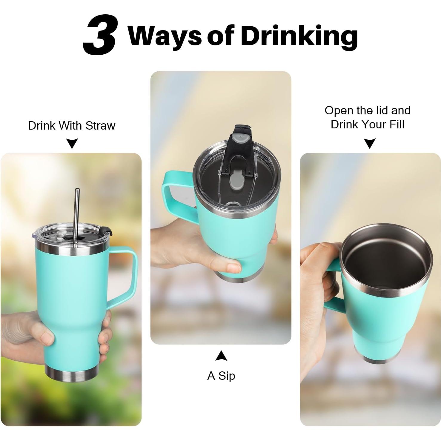 Taza de viaje aislada GUDEMAO 20 oz acero inoxidable verde