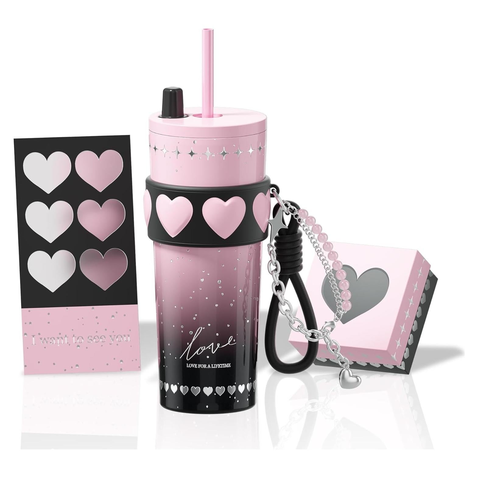 Taza de acero inoxidable 24 oz Sidagar rosa aislada a prueba de fugas