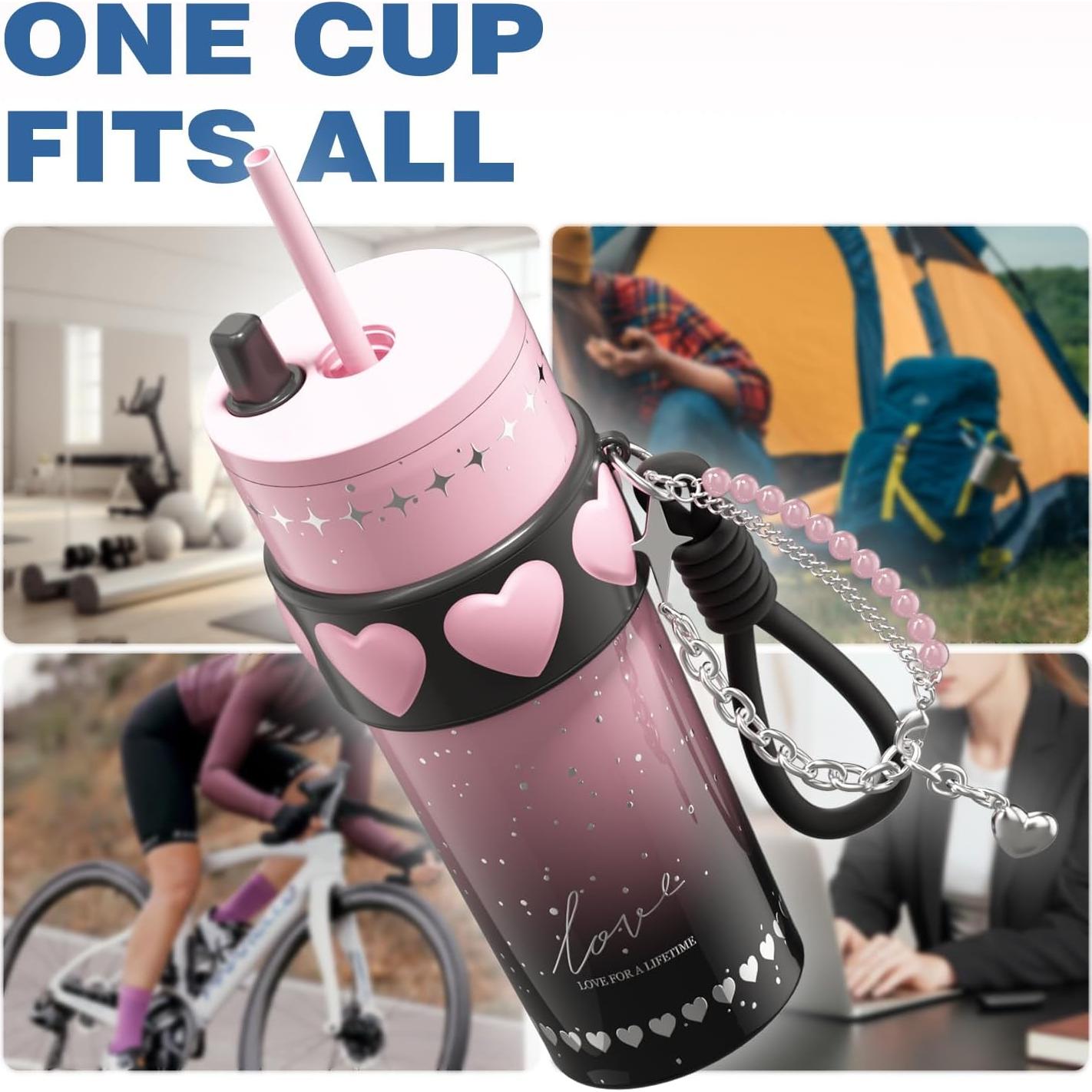 Taza de acero inoxidable 24 oz Sidagar rosa aislada a prueba de fugas