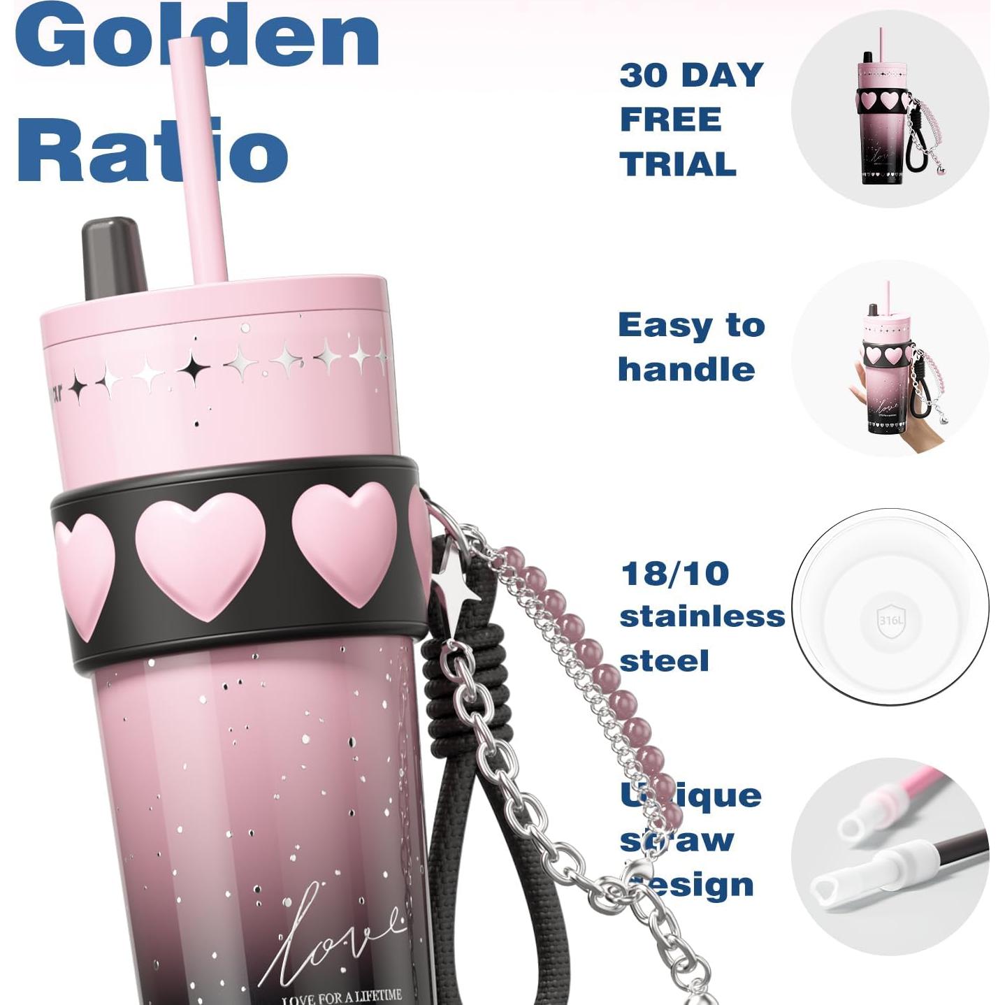 Taza de acero inoxidable 24 oz Sidagar rosa aislada a prueba de fugas