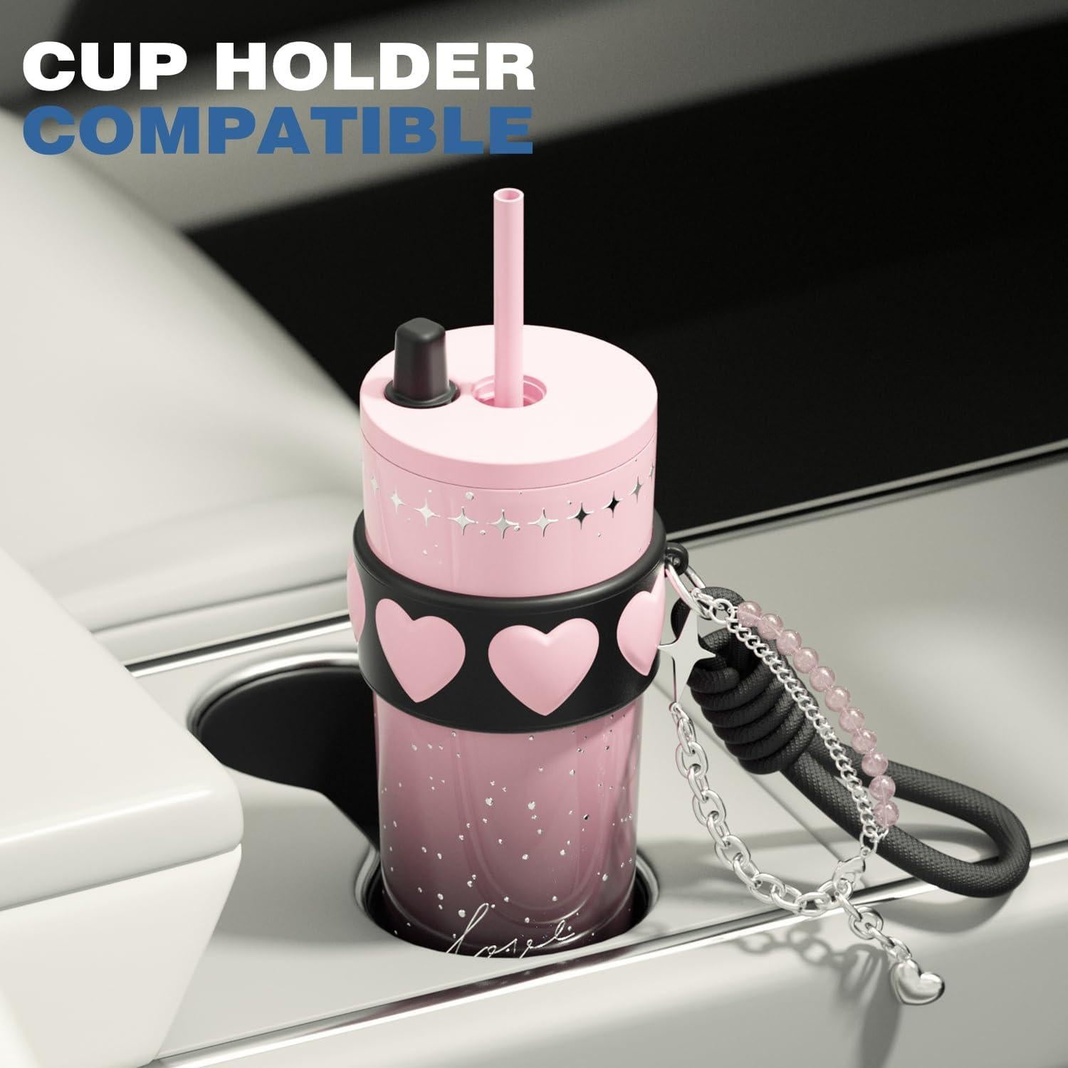 Taza de acero inoxidable 24 oz Sidagar rosa aislada a prueba de fugas