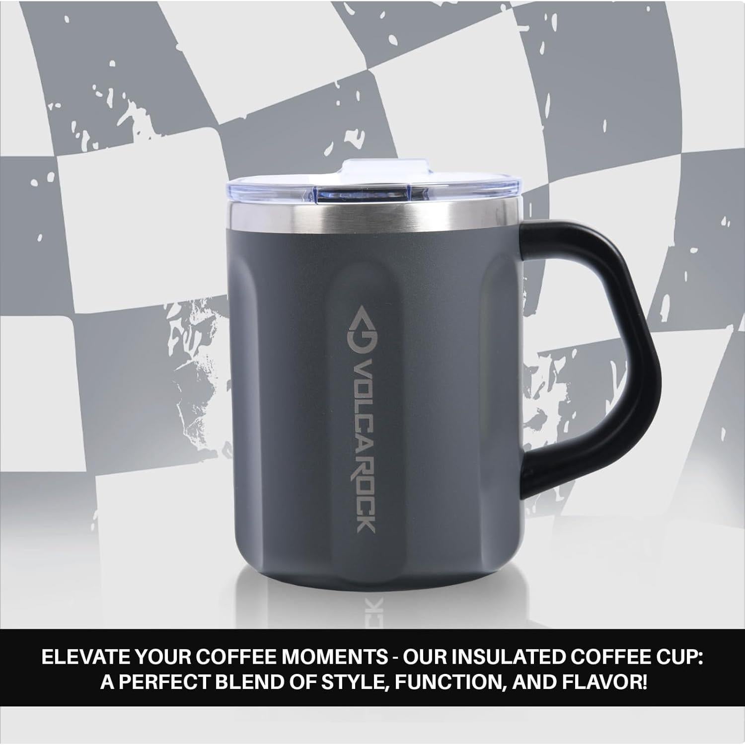 Taza de café VOLCAROCK 0.47 L acero inoxidable gris aislada